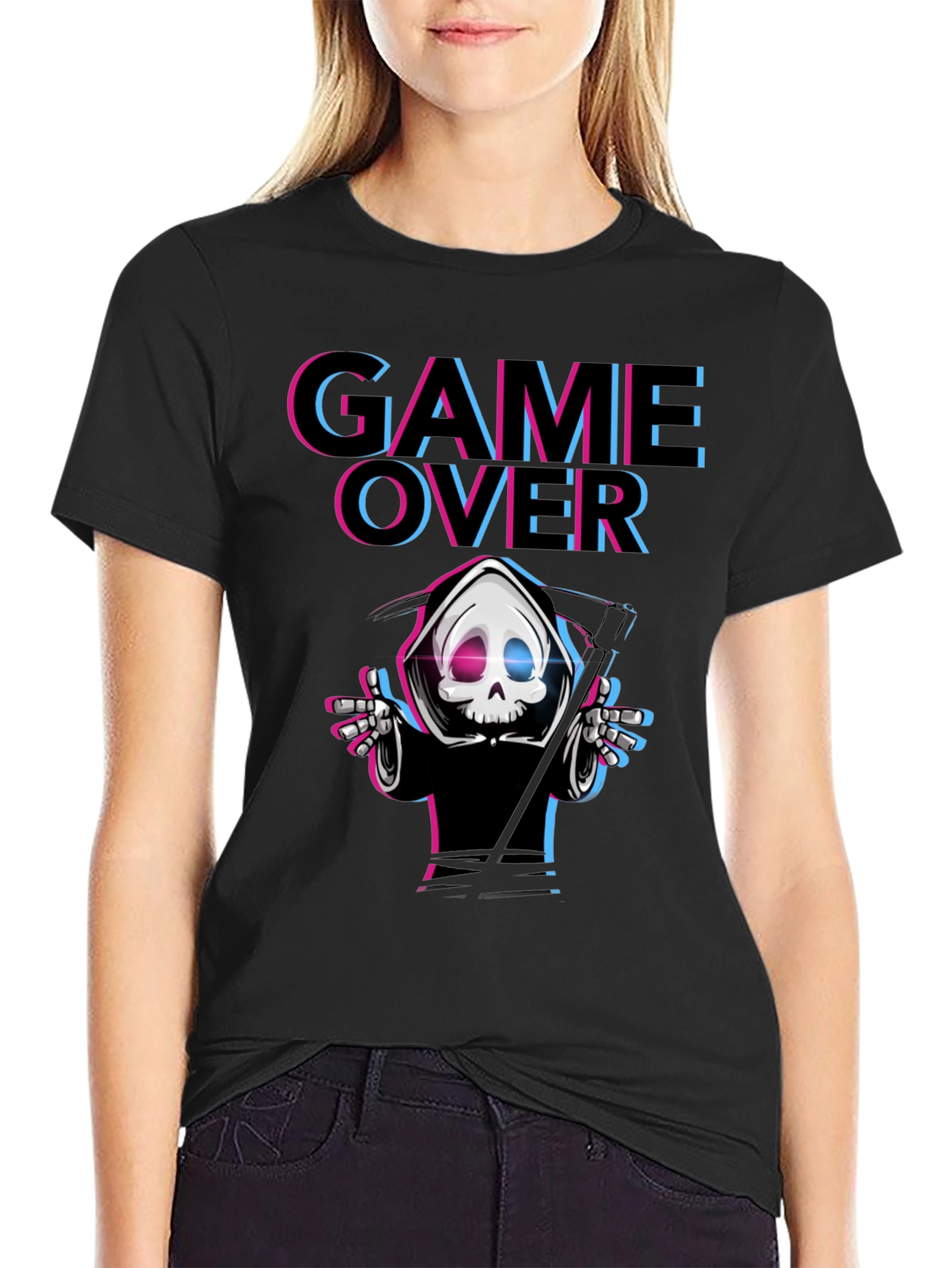 Game Over Reaper Graphic T-Shirt - Gamer Style