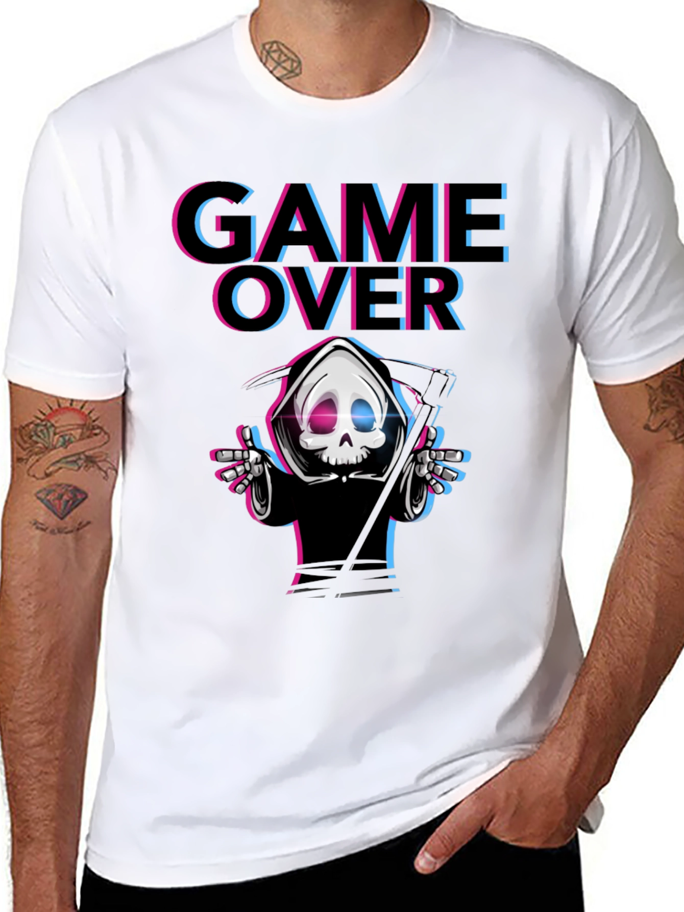 Game Over Reaper Graphic T-Shirt - Gamer Style