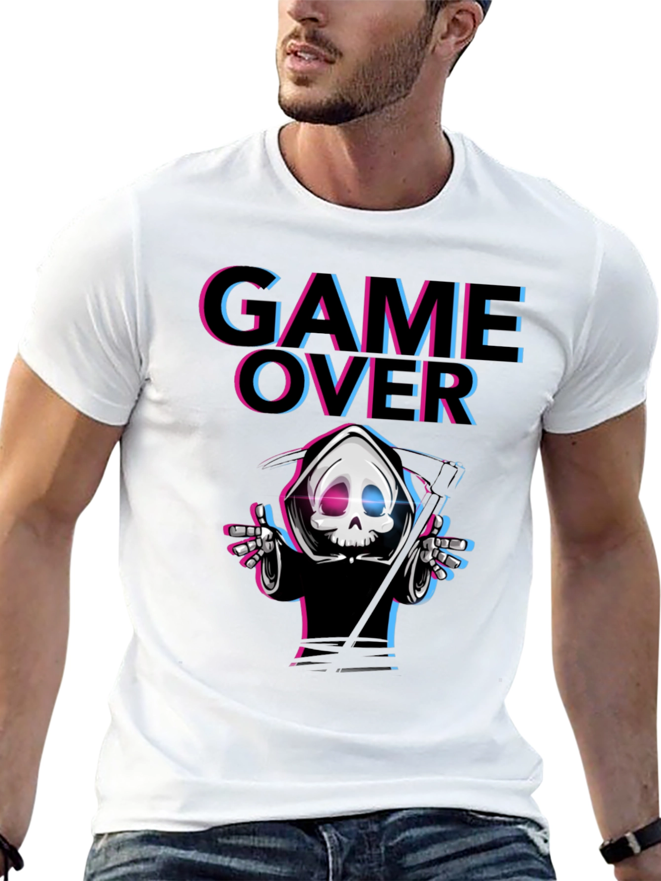 Game Over Reaper Graphic T-Shirt - Gamer Style