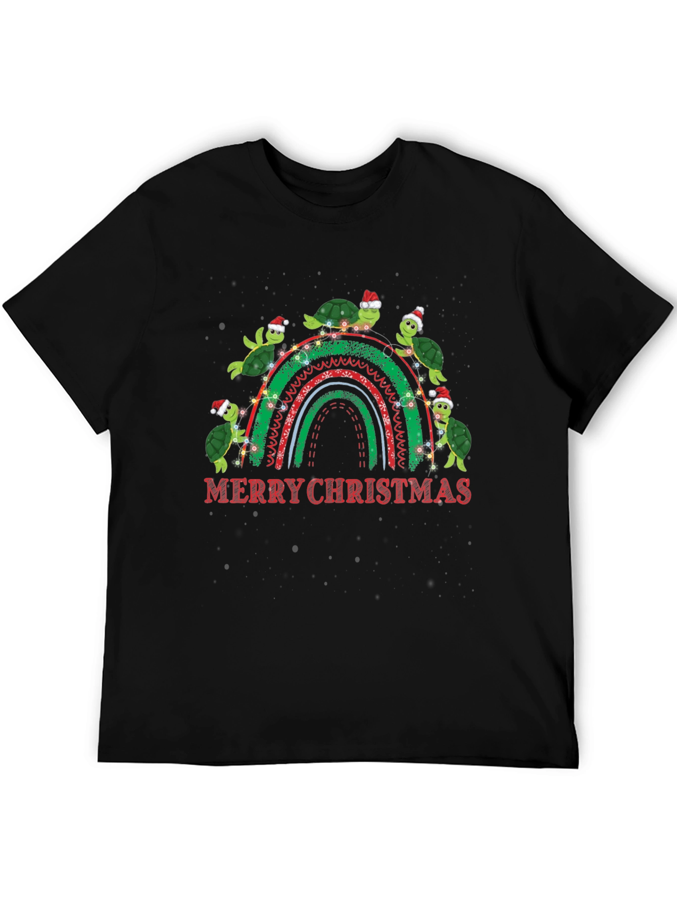 Merry Christmas Turtles Rainbow Graphic T-Shirt