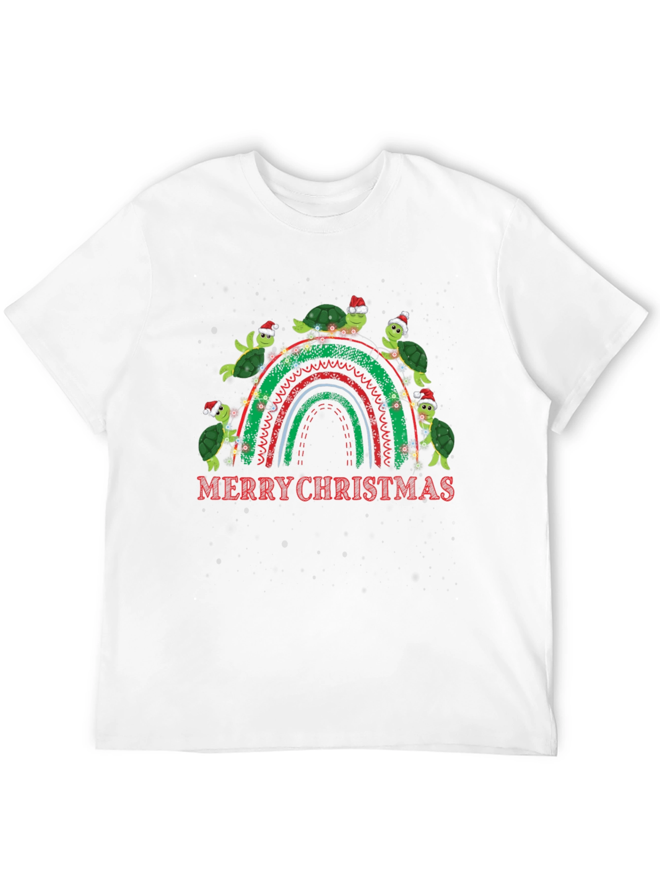 Merry Christmas Turtles Rainbow Graphic T-Shirt
