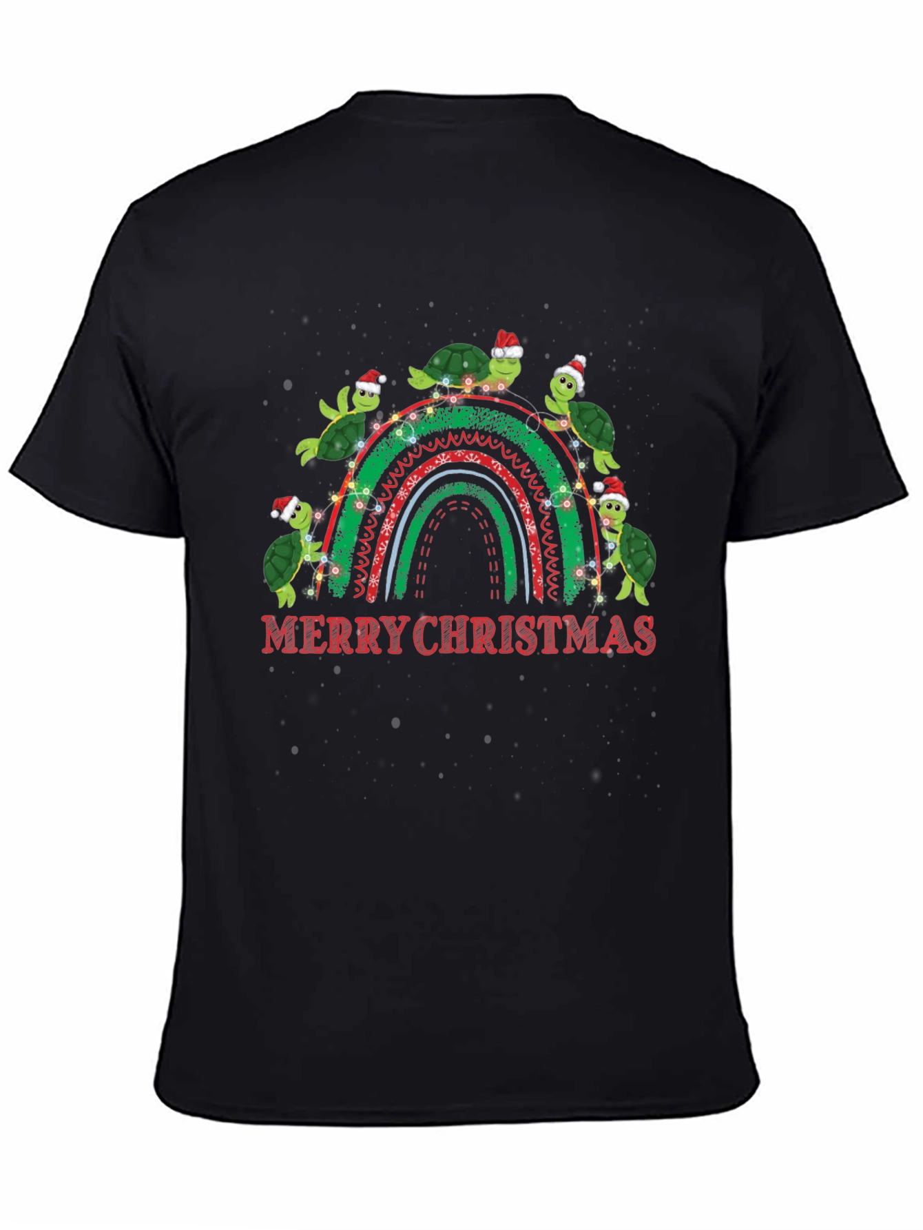 Merry Christmas Turtles Rainbow Graphic T-Shirt
