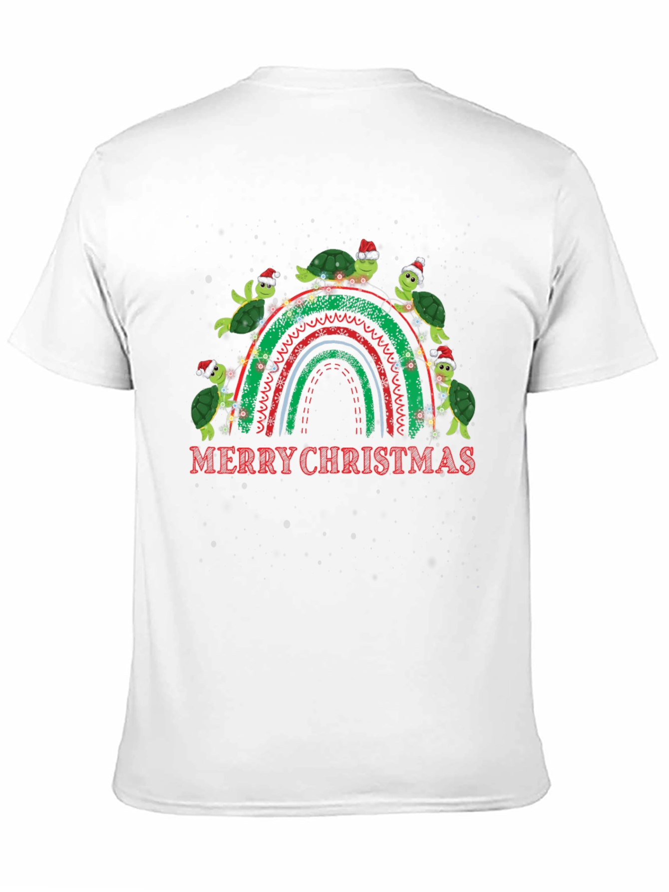 Merry Christmas Turtles Rainbow Graphic T-Shirt