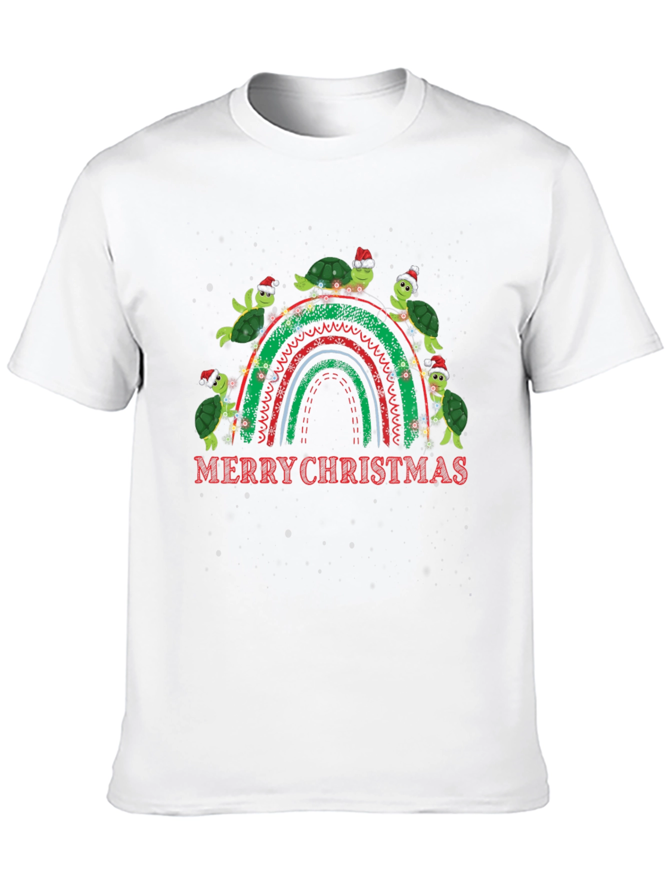 Merry Christmas Turtles Rainbow Graphic T-Shirt