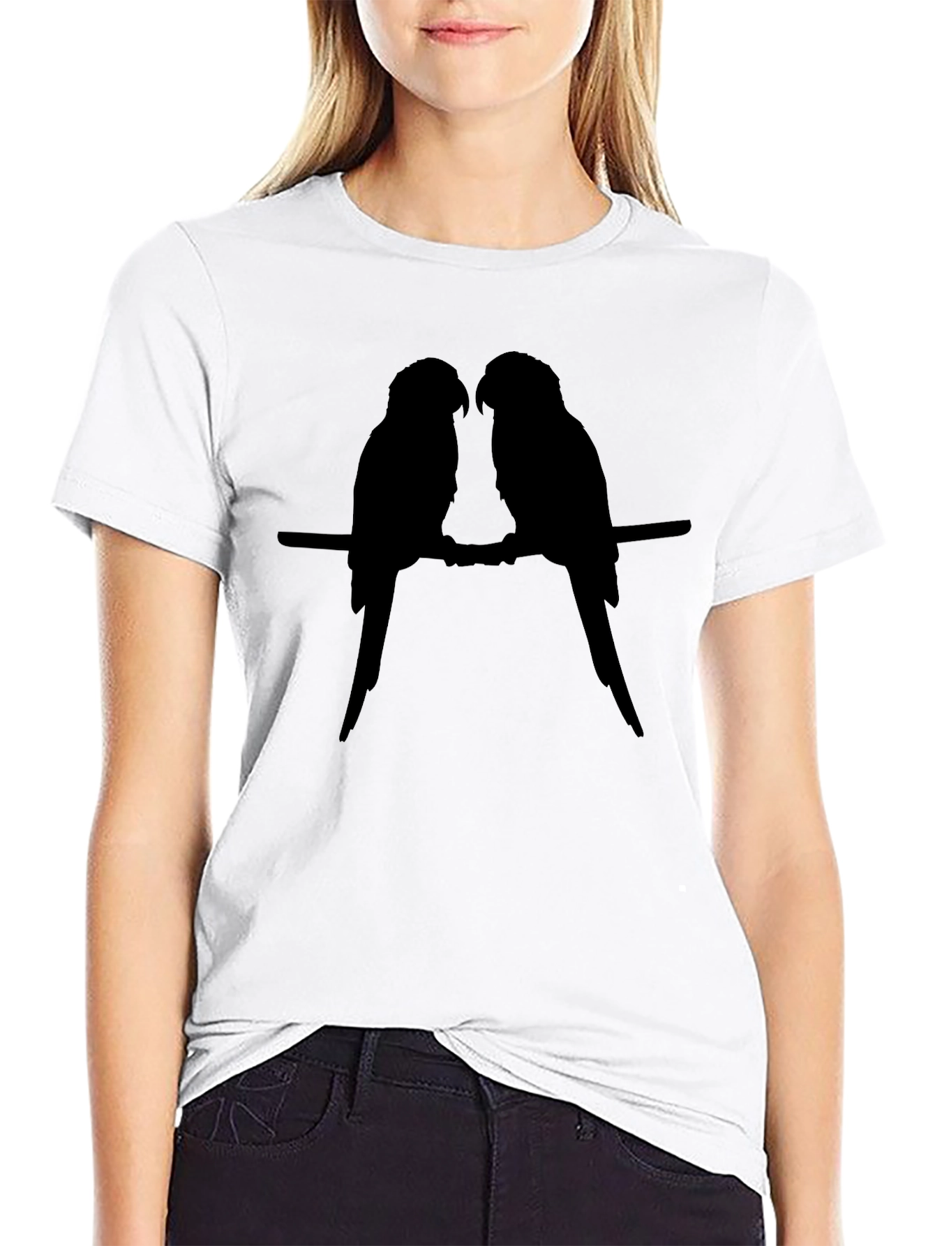 Silhouette Parrots Black T-Shirt