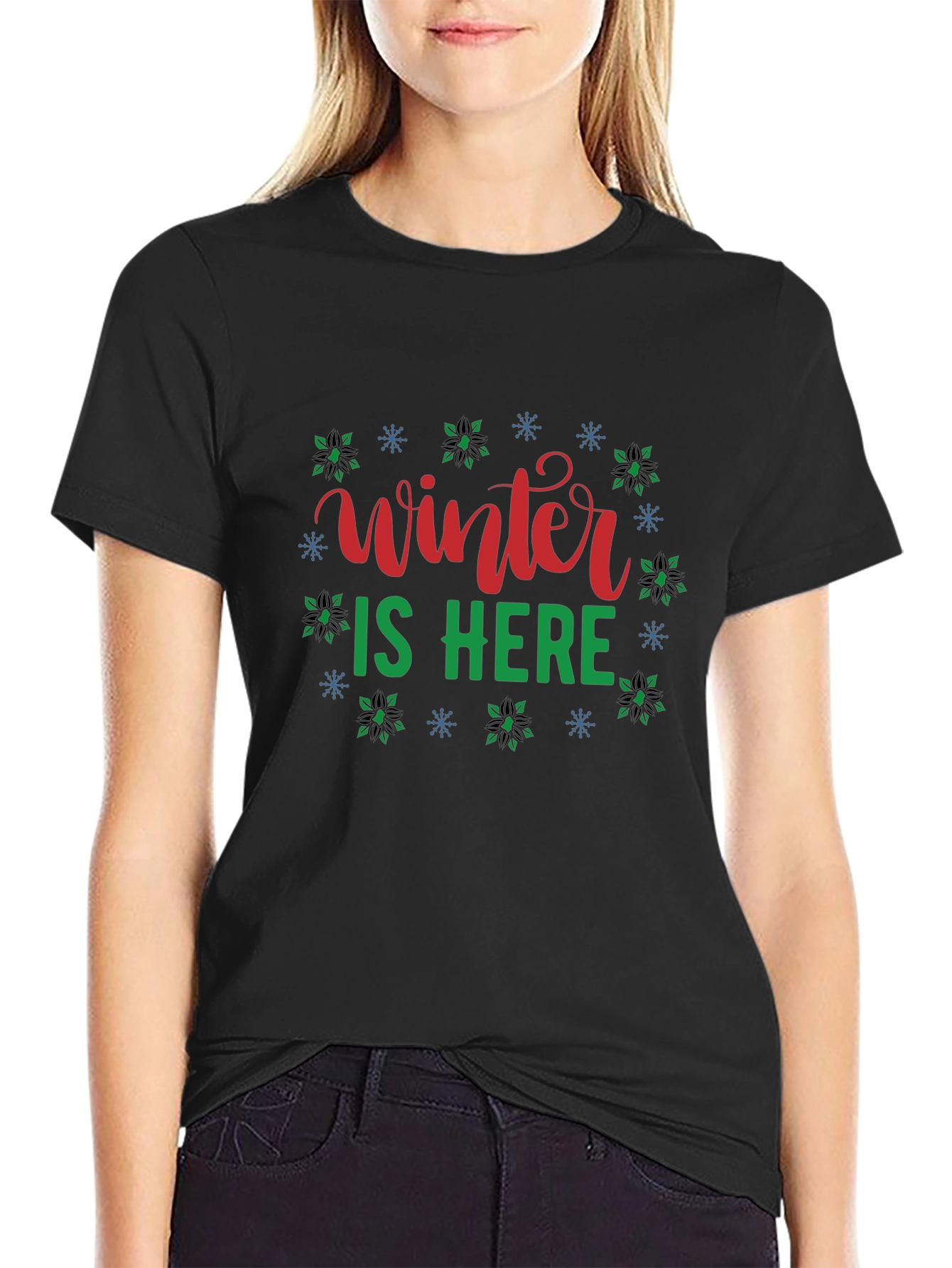 Winter is Here Graphic Black T-Shirt