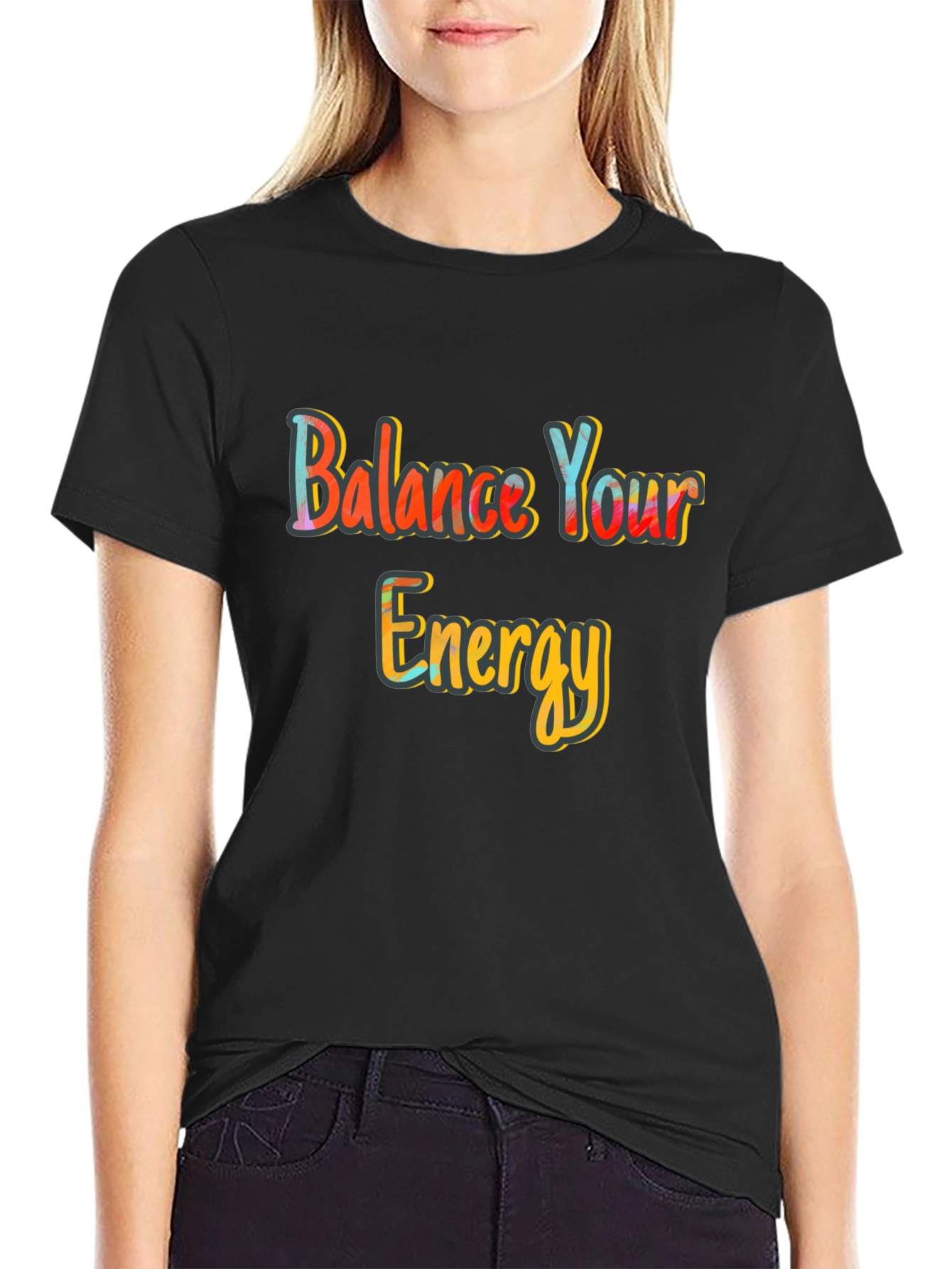 Balance Your Energy Black Graphic Tee