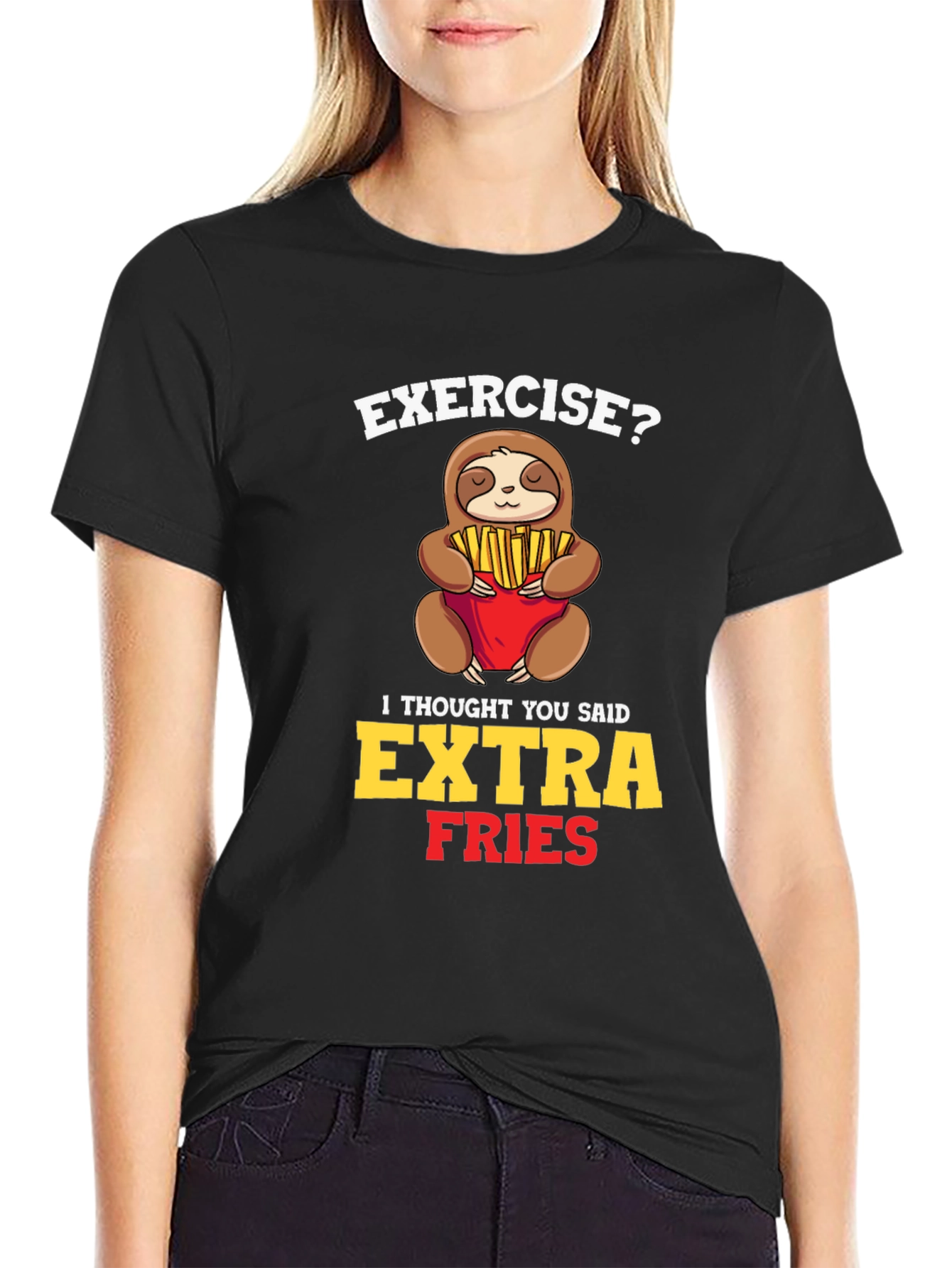Extra Fries Sloth Graphic T-Shirt