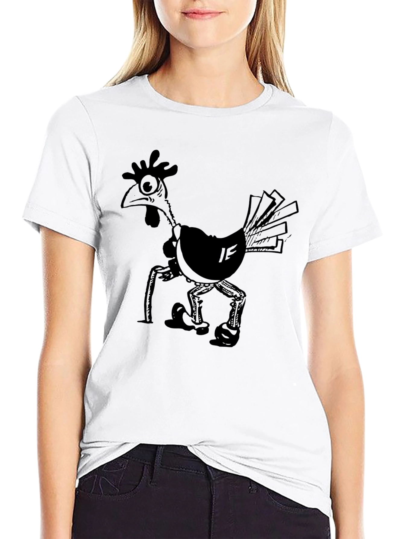Cartoon Chicken Graphic Print Mens T-Shirt