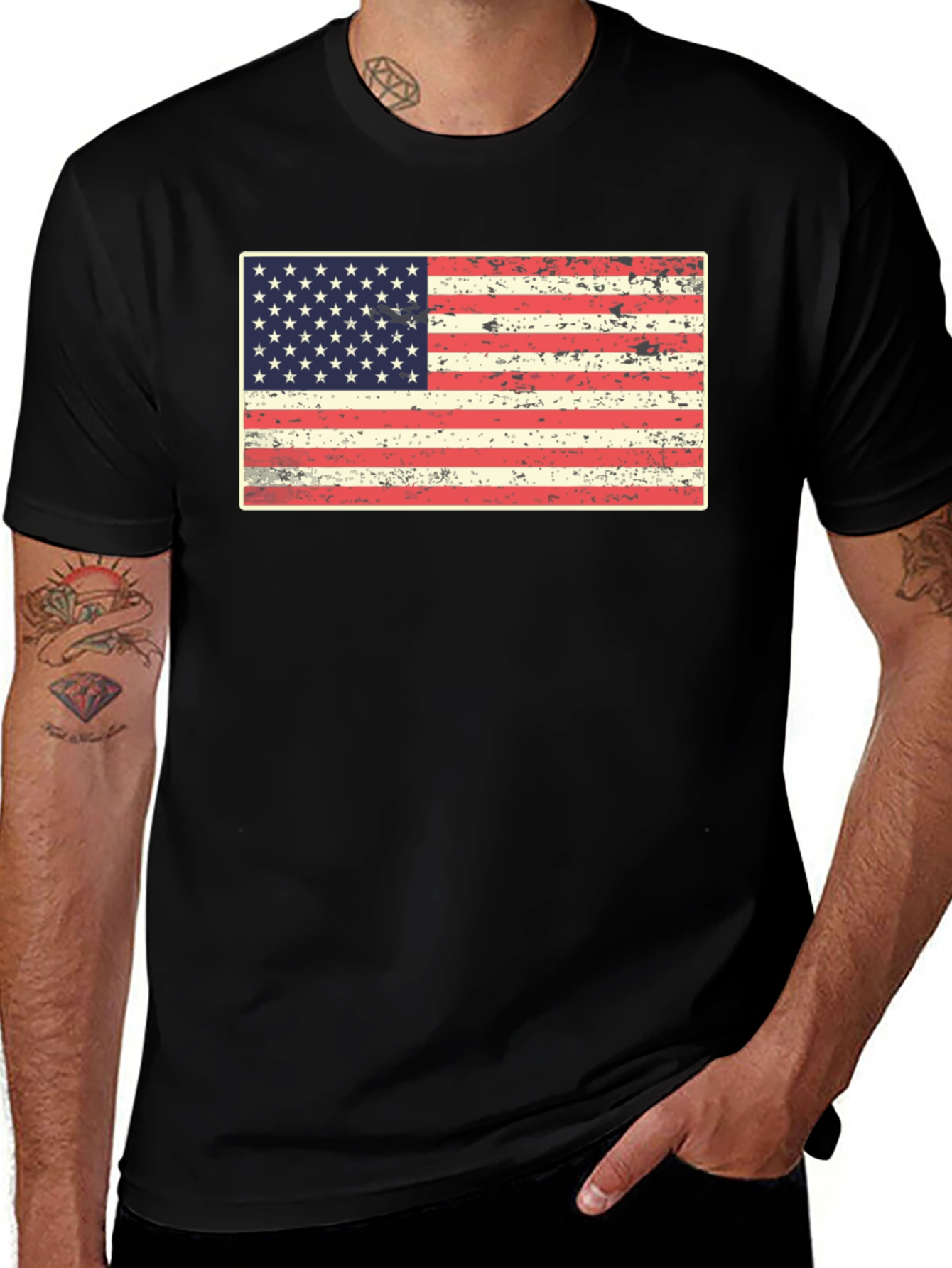 Distressed American Flag Graphic Tee - Patriotic Pride