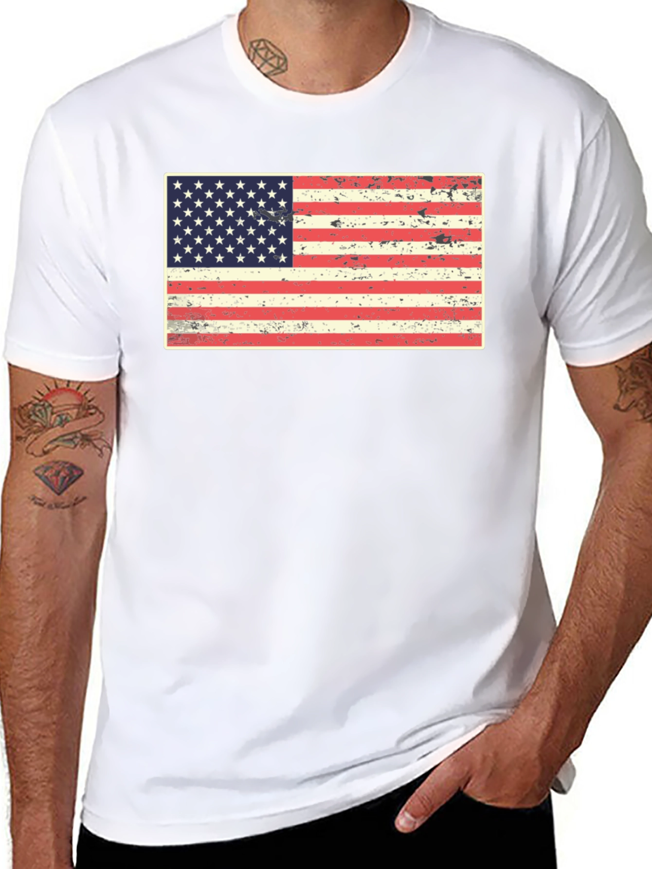 Distressed American Flag Graphic Tee - Patriotic Pride