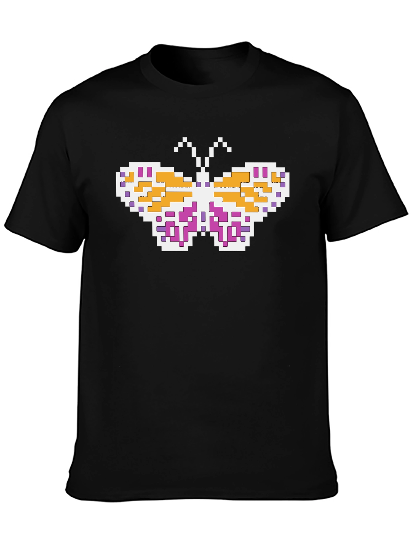 Pixel Butterfly Black T-Shirt
