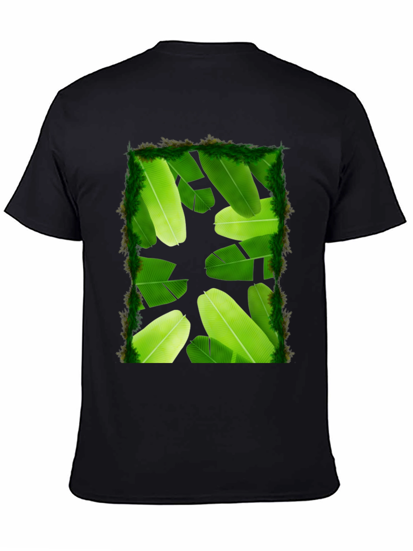 Banana Leaf Print Black T-Shirt