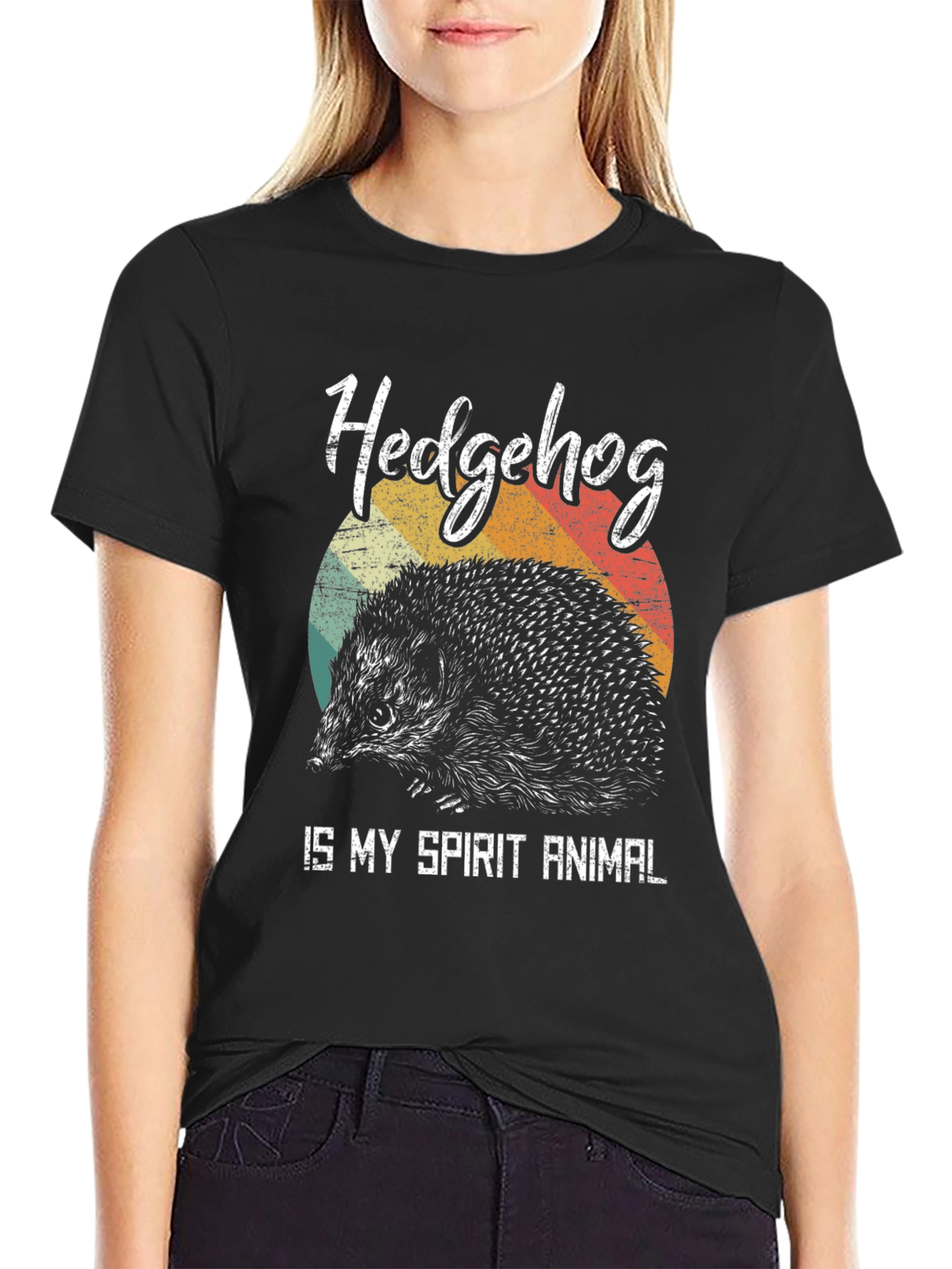 Hedgehog Spirit Animal Graphic Tee - Black