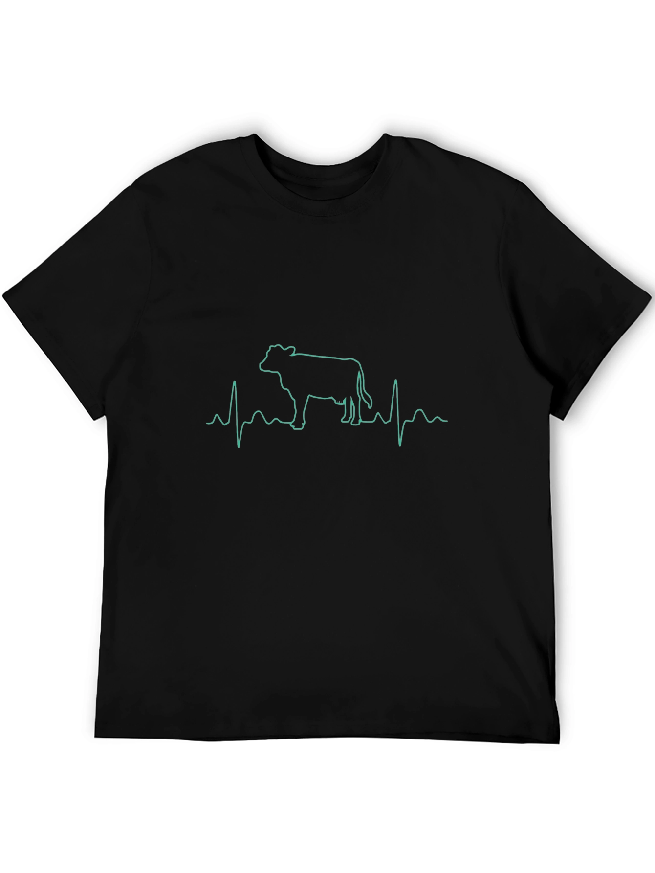 Cow Heartbeat Graphic Tee - Black