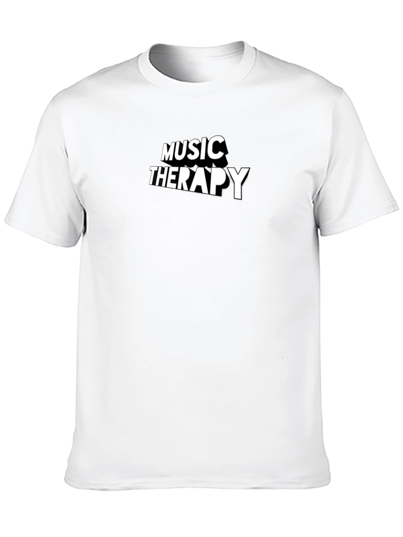 Music Therapy Graphic Tee - Black Casual T-Shirt