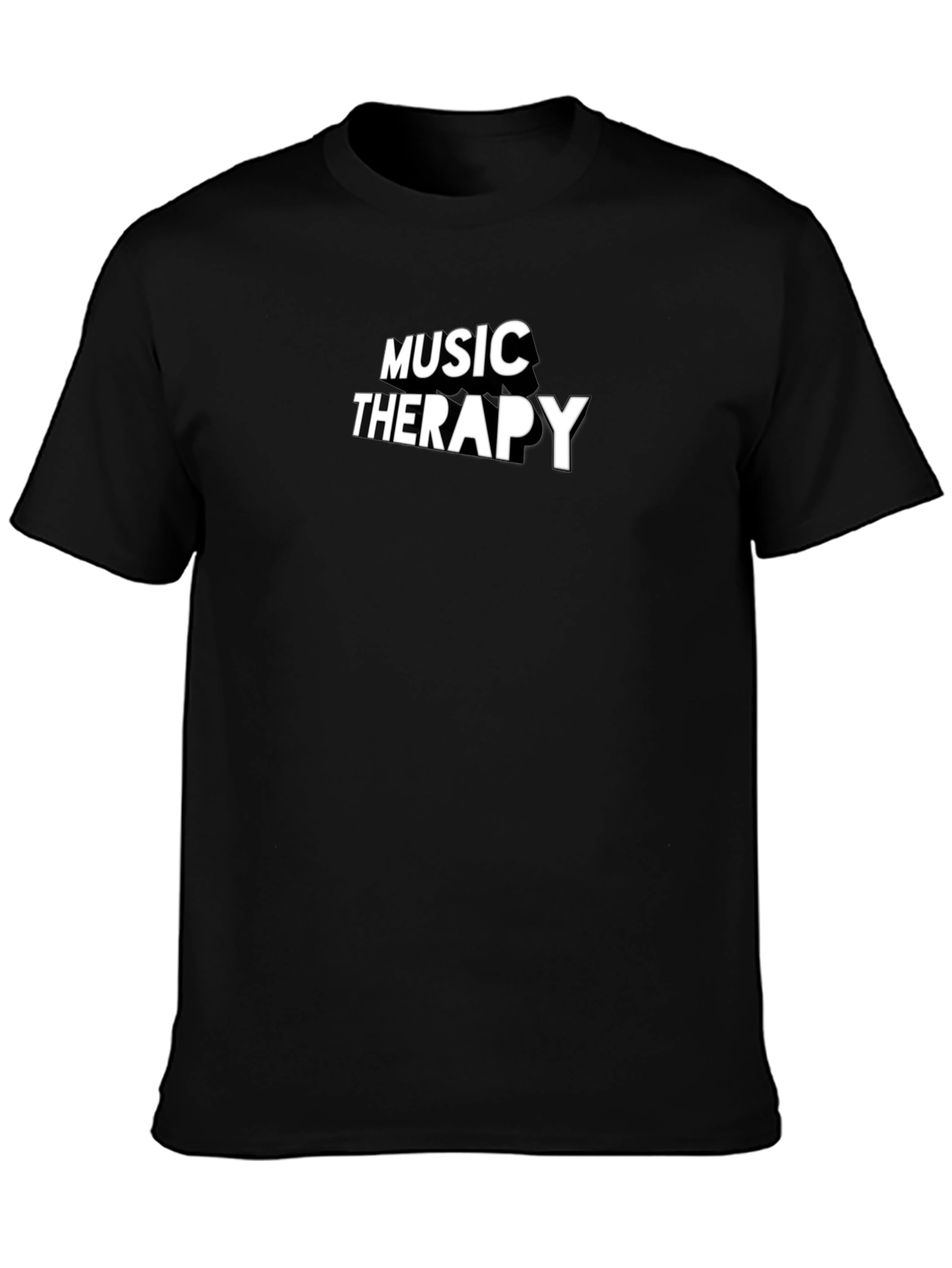 Music Therapy Graphic Tee - Black Casual T-Shirt