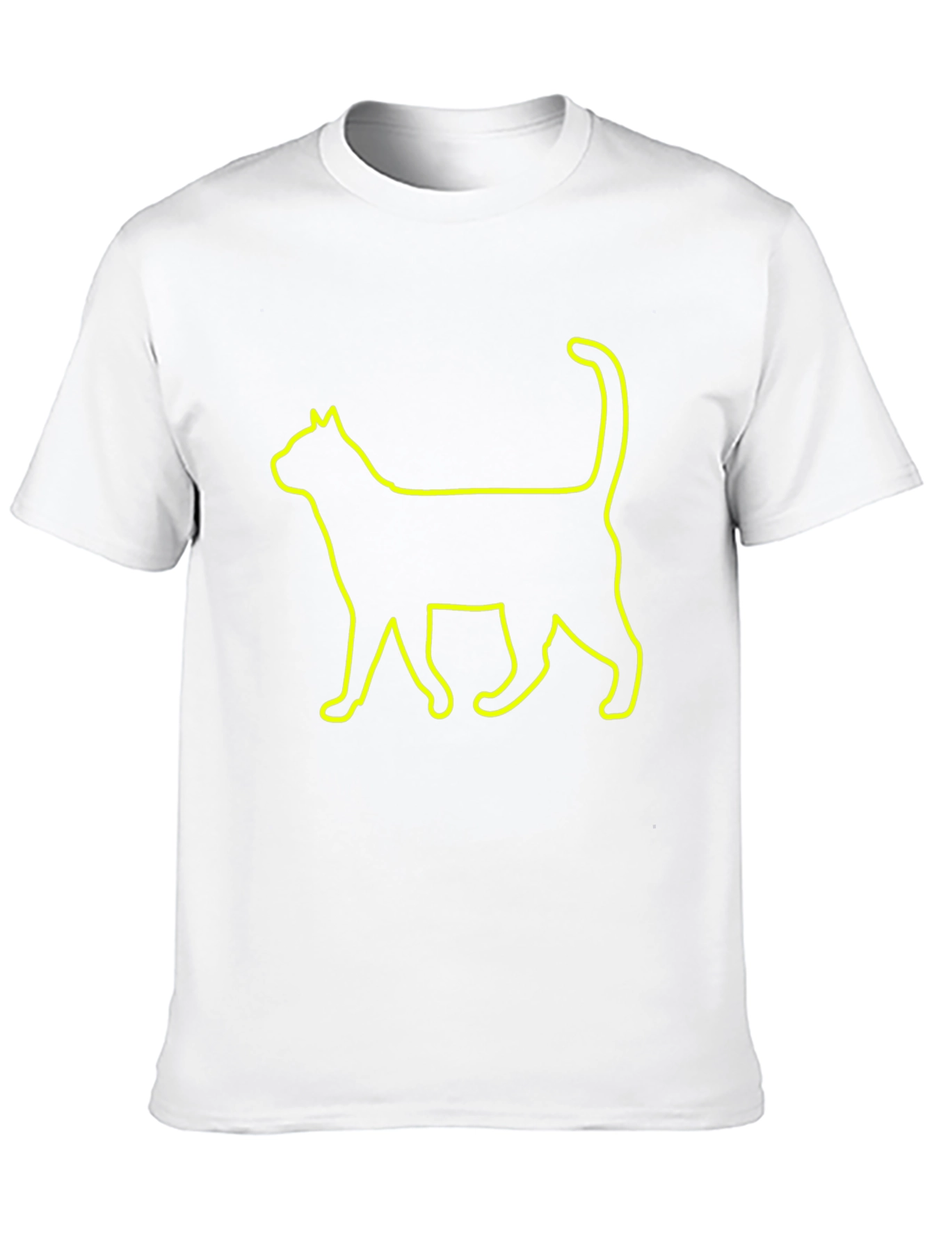 Cool Cat Outline Graphic Tee - Black