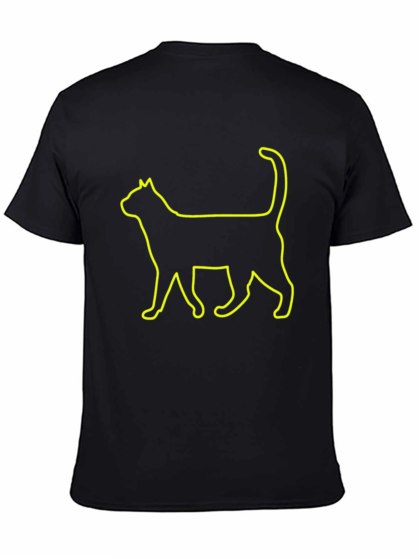 Cool Cat Outline Graphic Tee - Black