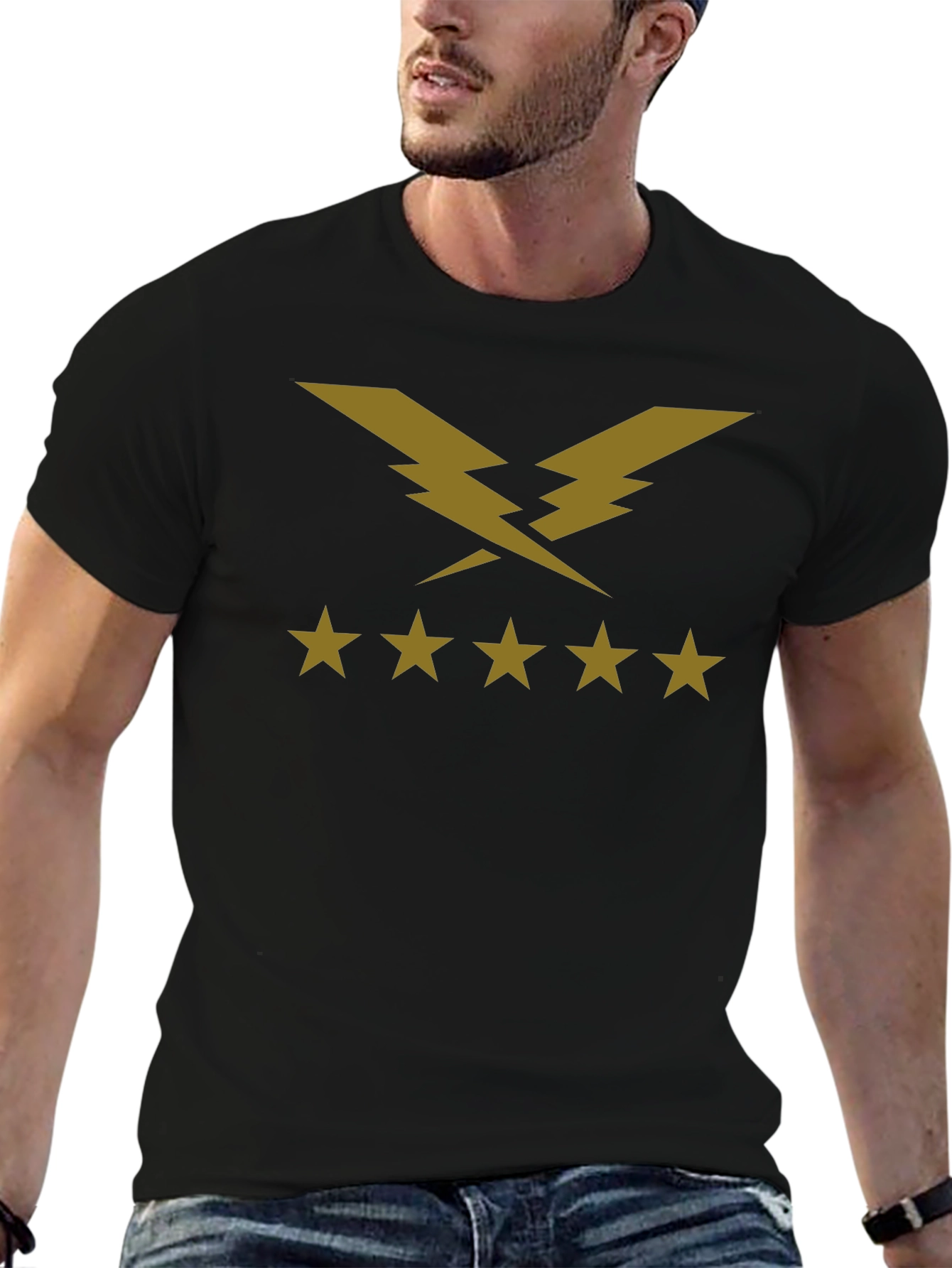 Lightning Bolt Five Star T-Shirt - Black