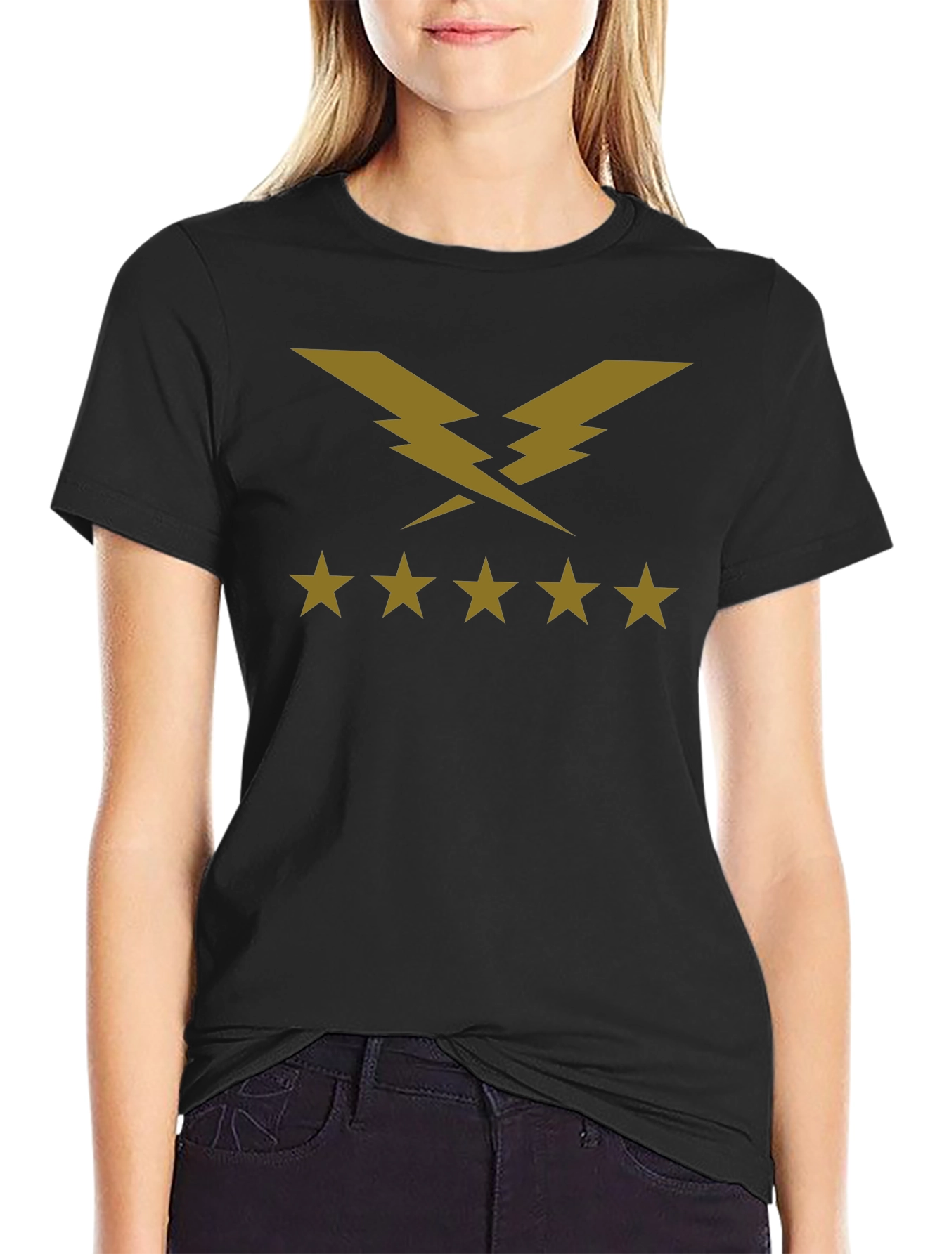 Lightning Bolt Five Star T-Shirt - Black