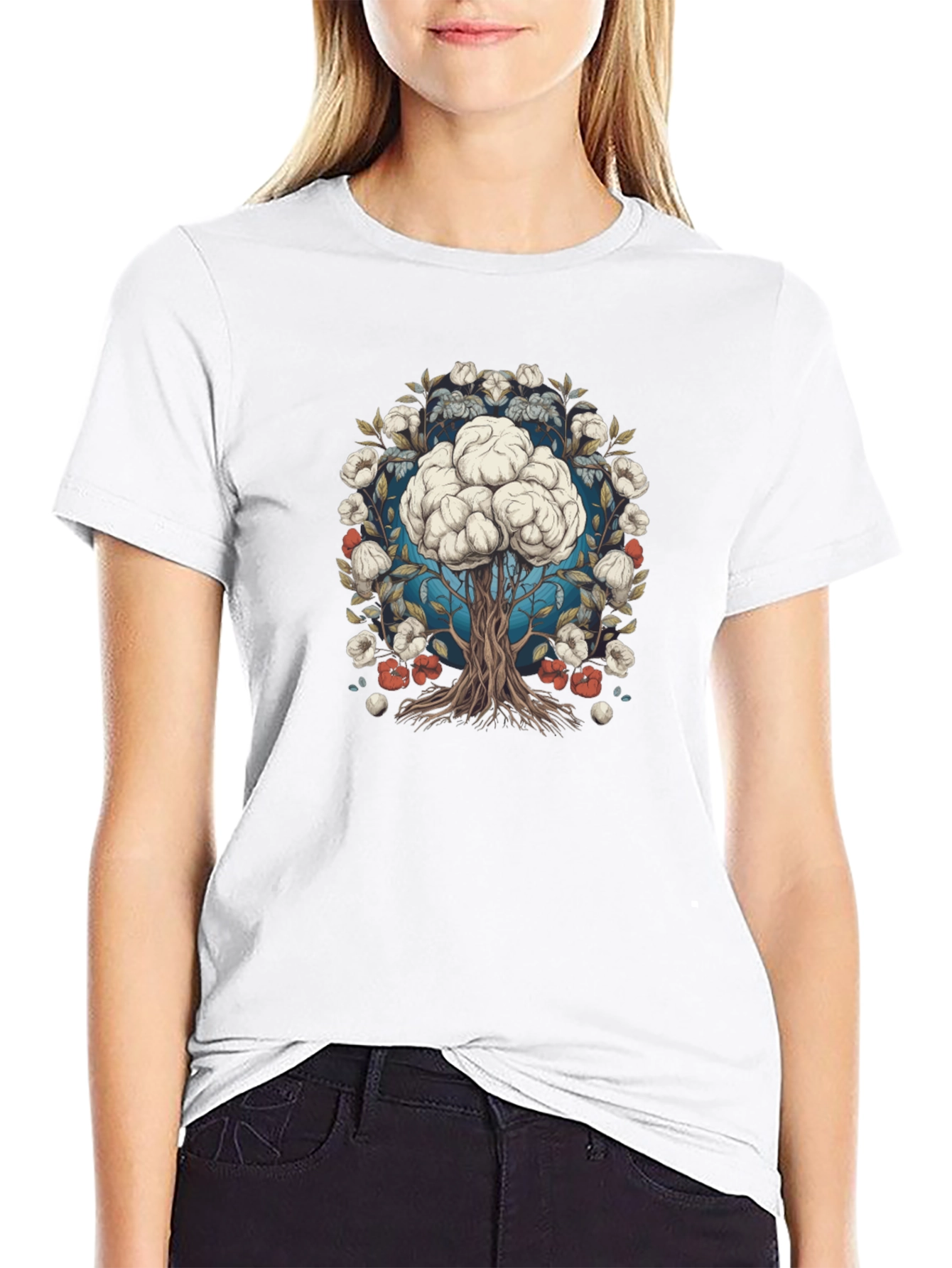 Brain Tree Graphic Tee - Black Cotton Blend T-Shirt