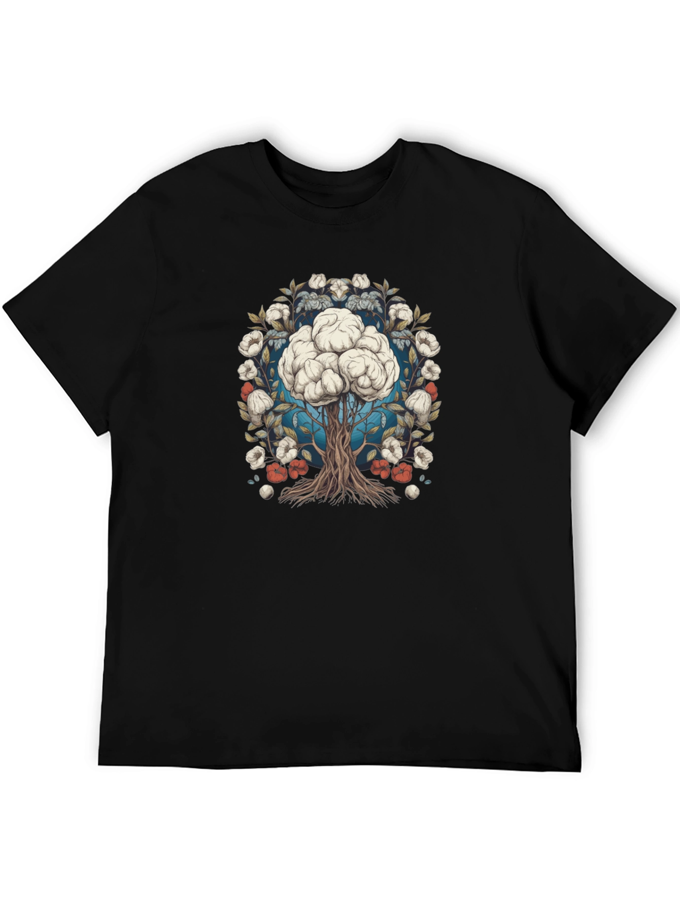 Brain Tree Graphic Tee - Black Cotton Blend T-Shirt