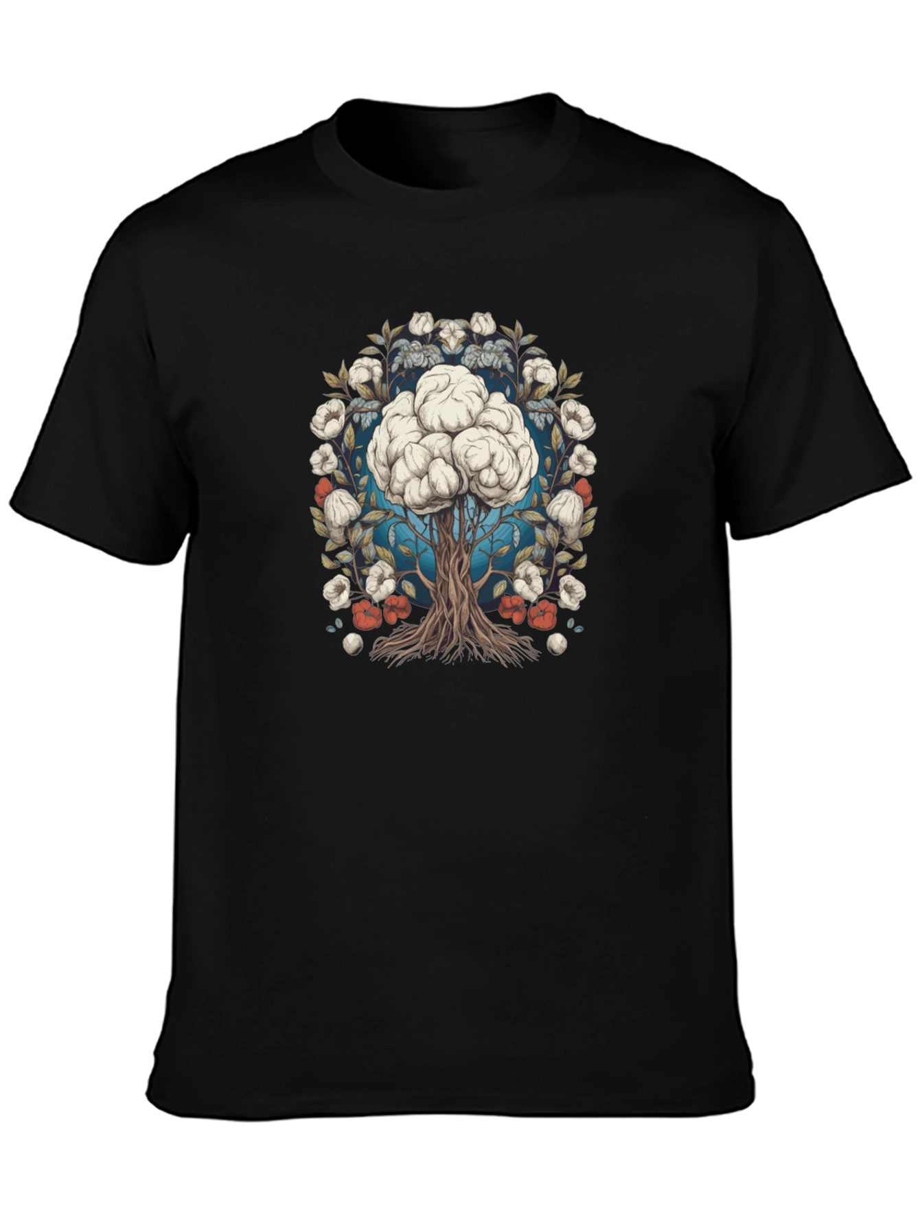 Brain Tree Graphic Tee - Black Cotton Blend T-Shirt