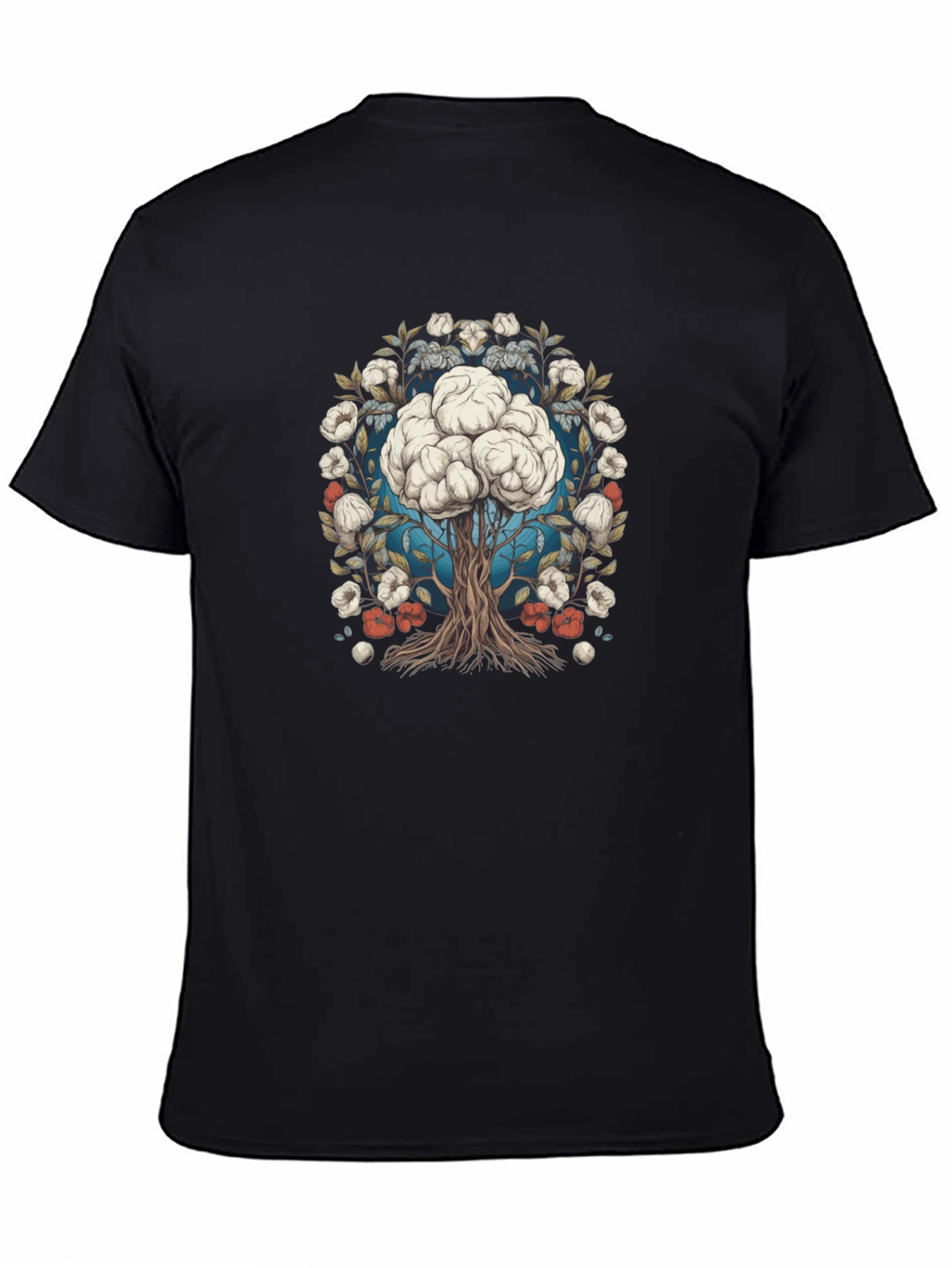 Brain Tree Graphic Tee - Black Cotton Blend T-Shirt