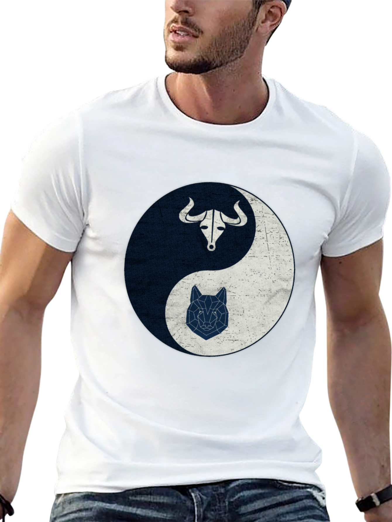 Yin Yang Bull Wolf Graphic Tee - Balance Design