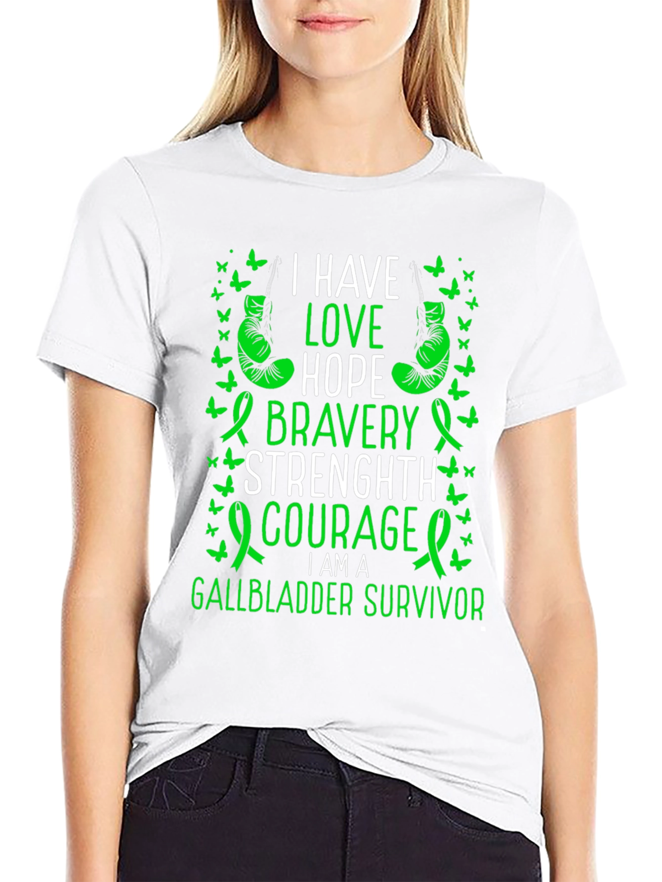 Gallbladder Survivor T-Shirt: I Have Love Hope Bravery