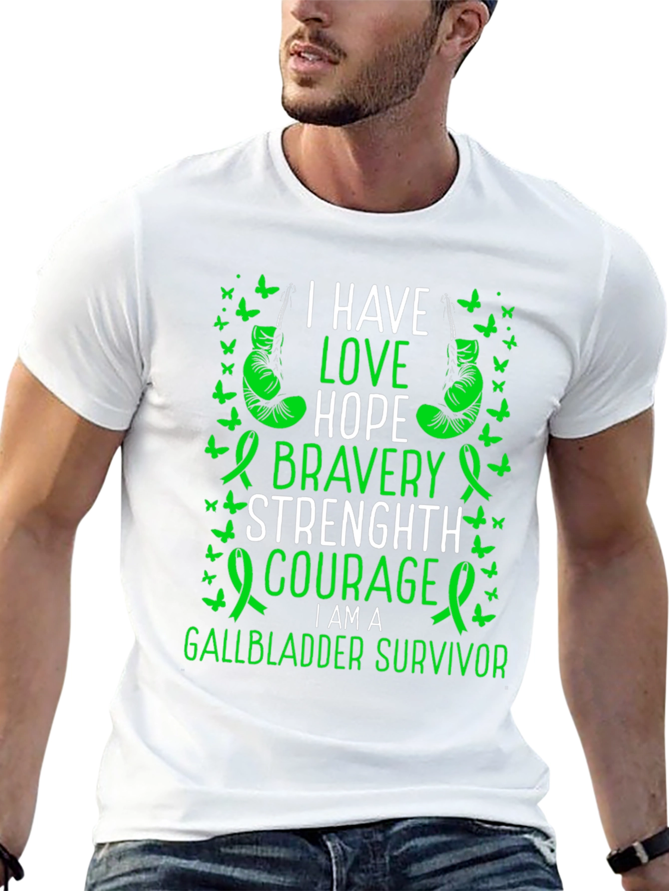 Gallbladder Survivor T-Shirt: I Have Love Hope Bravery