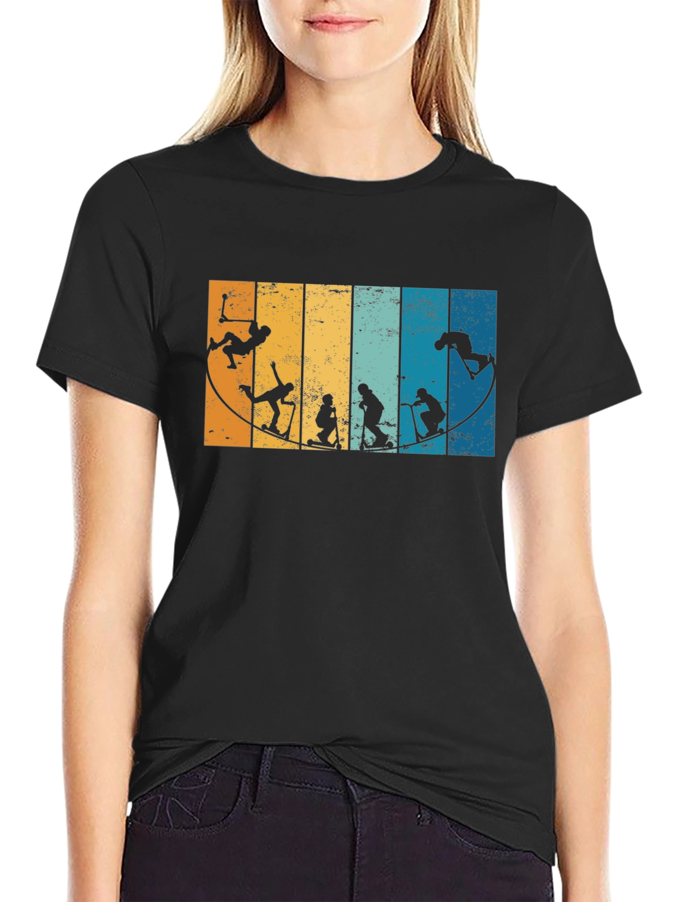 Retro Scooter Evolution Black T-Shirt