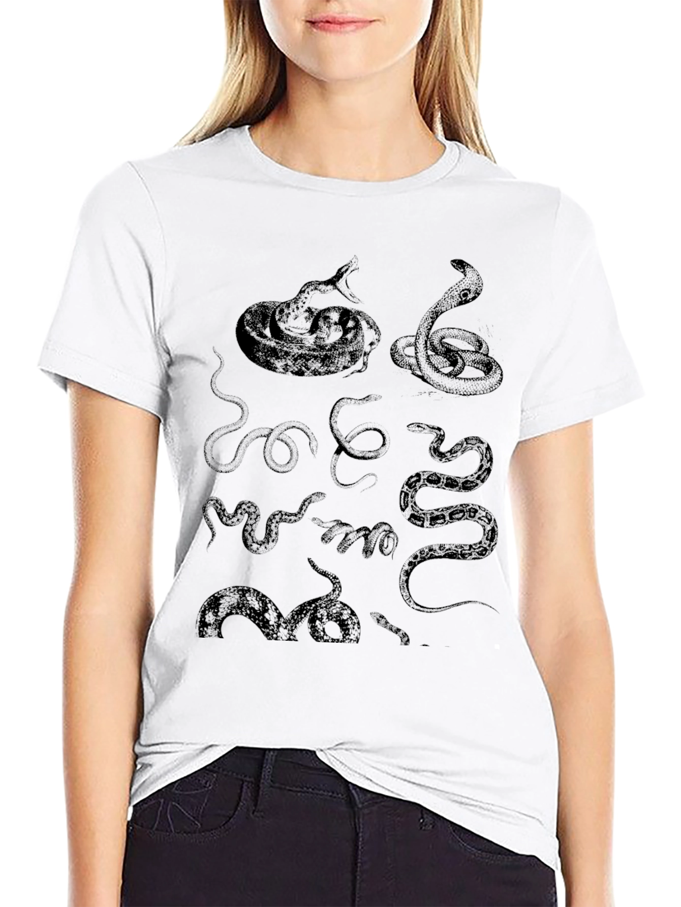 Snakes Graphic T-Shirt - Black