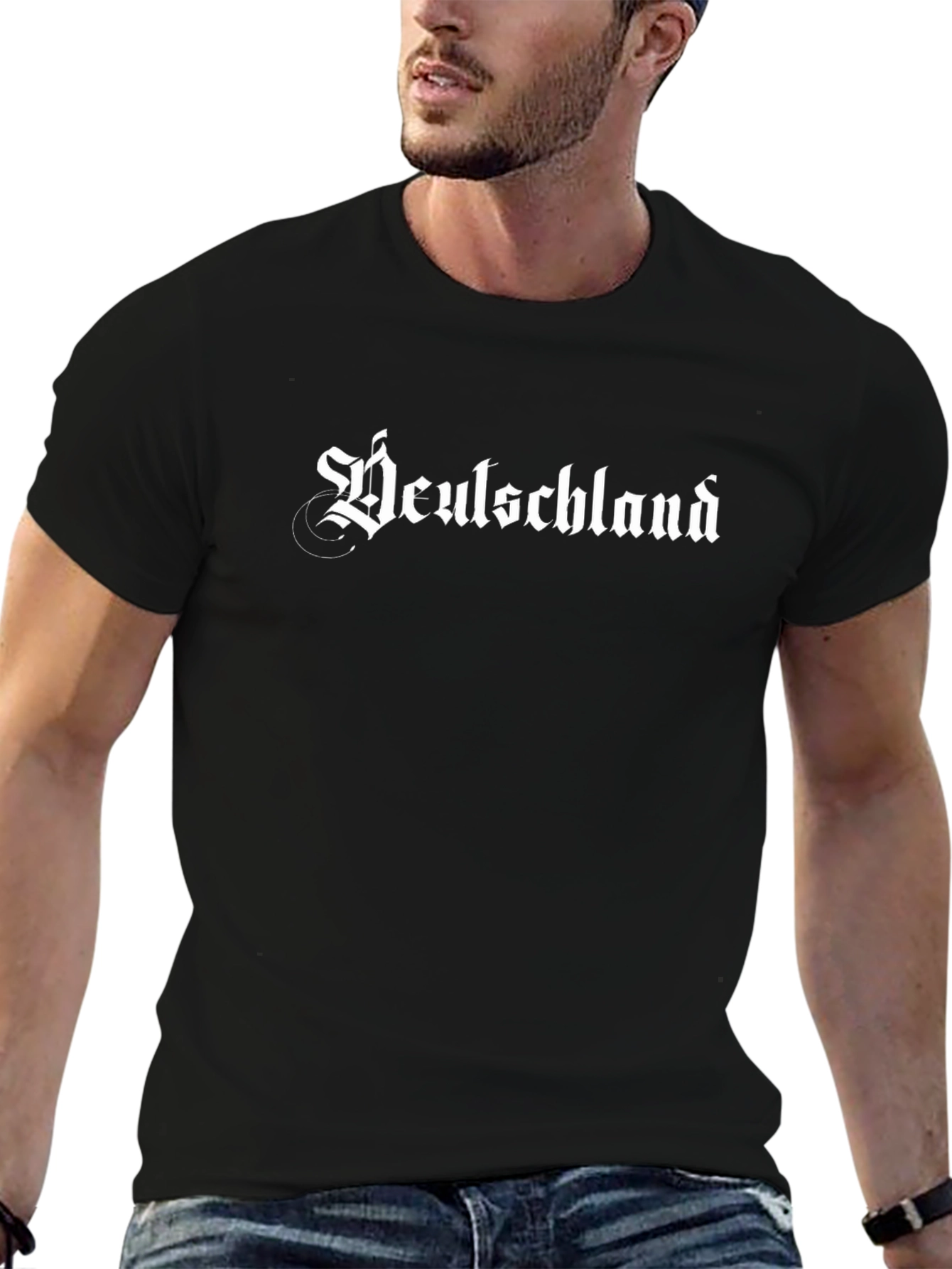 Deutschland Black T-Shirt Gothic Font German Pride Tee