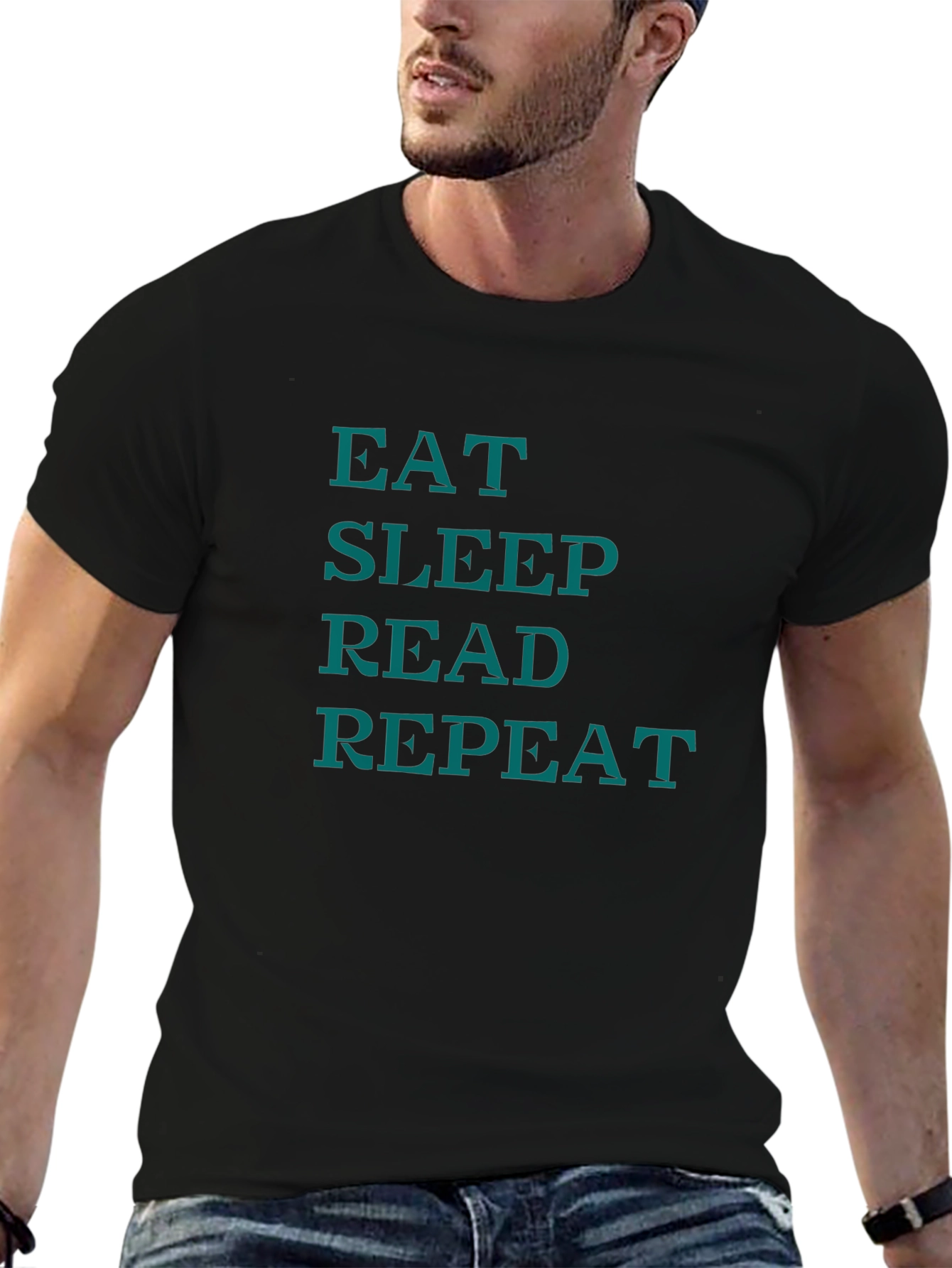 Eat Sleep Read Repeat Graphic Tee - Black