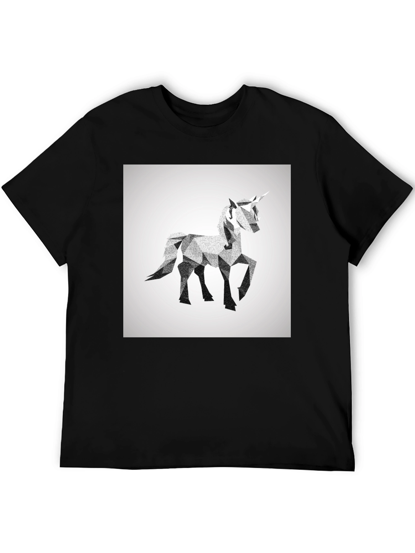 Geometric Unicorn Graphic Tee - Black
