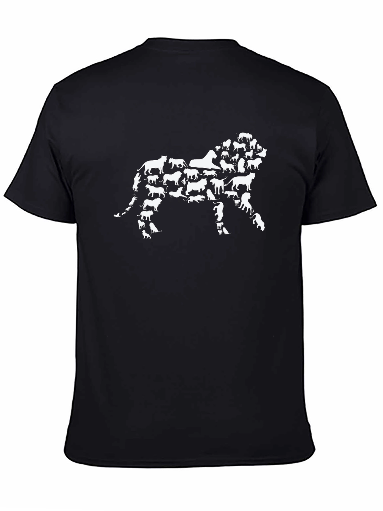 Lion Made of Cats Black T-Shirt