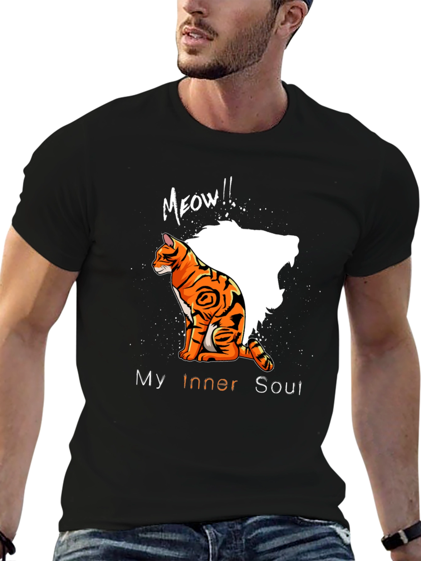 Mens My Inner Soul Cat Graphic Tee - Black