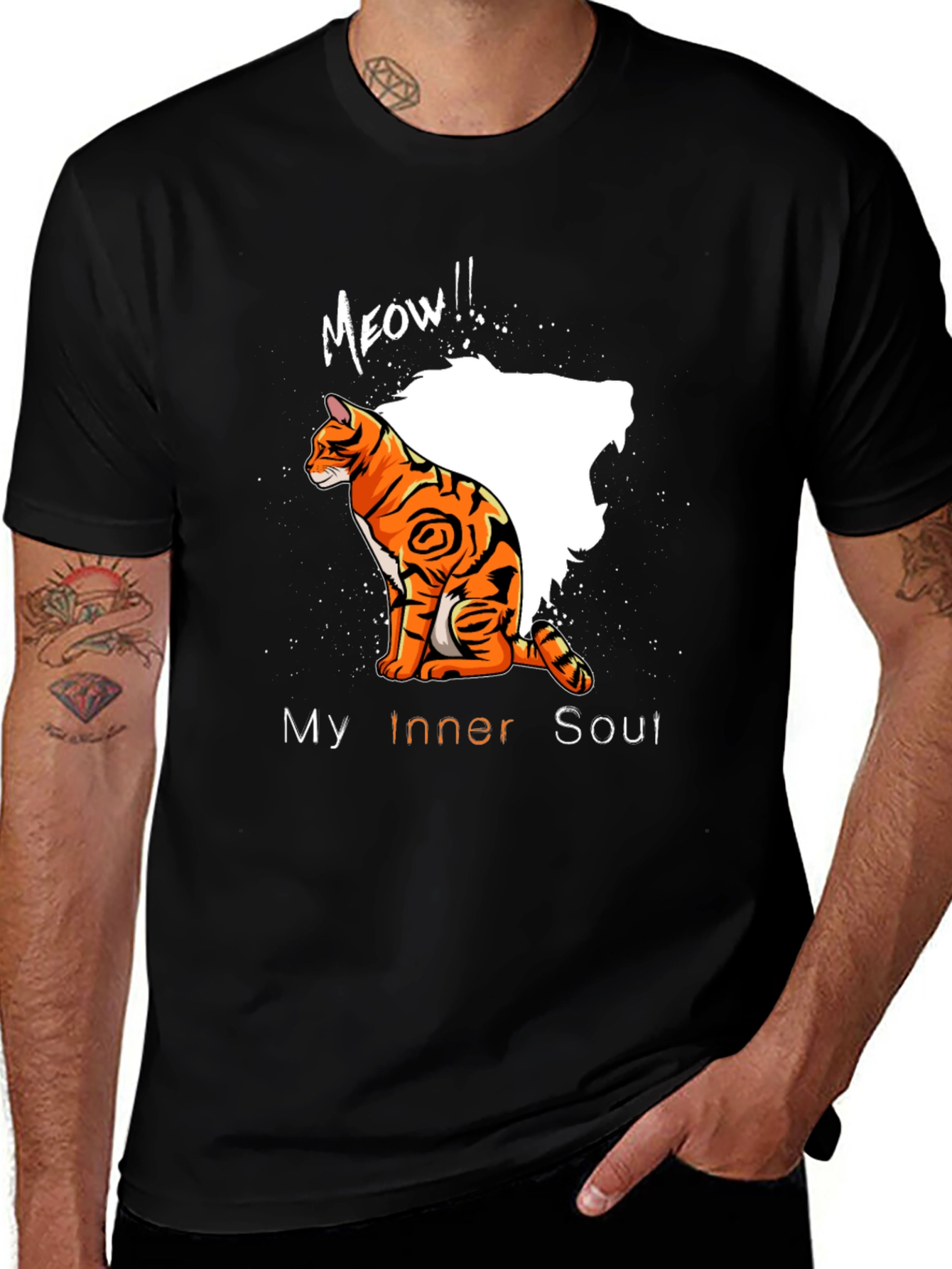 Mens My Inner Soul Cat Graphic Tee - Black