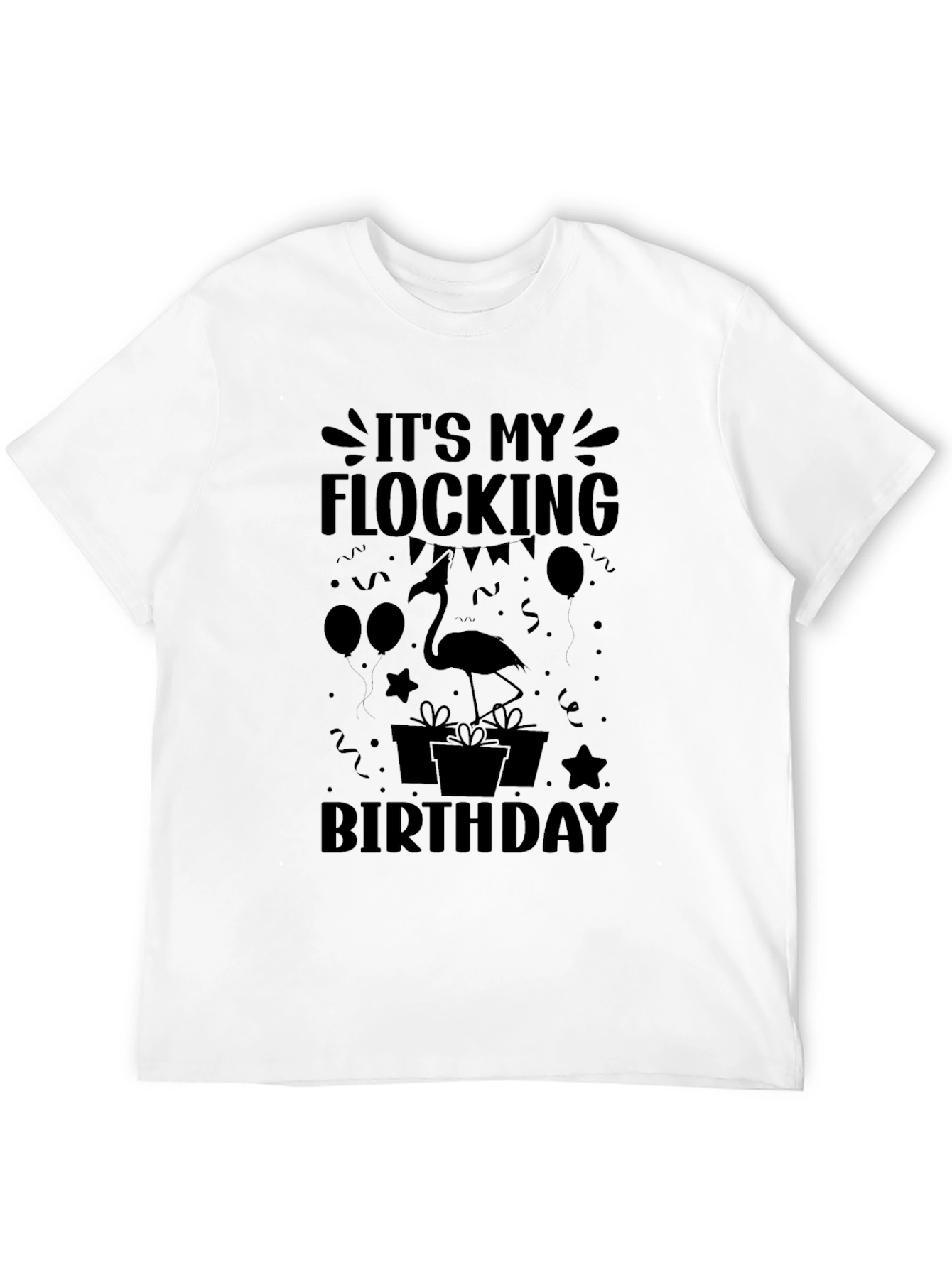 Flocking Birthday Black T-Shirt