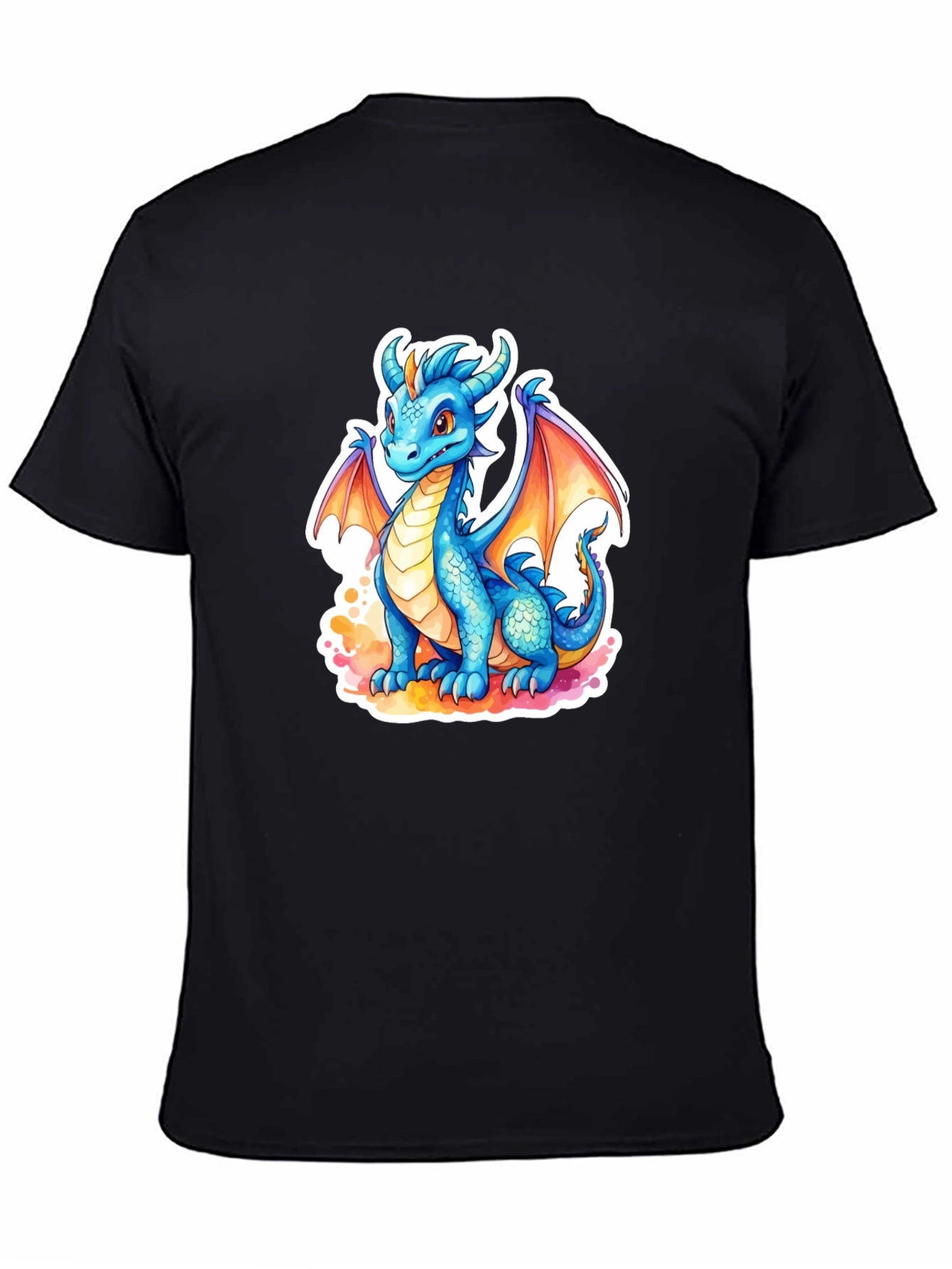 Cute Blue Dragon Graphic Tee - Fantasy T-Shirt