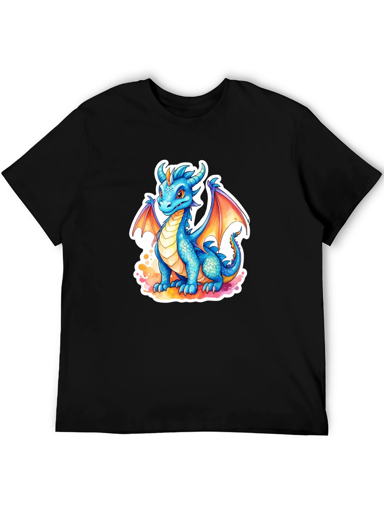 Cute Blue Dragon Graphic Tee - Fantasy T-Shirt
