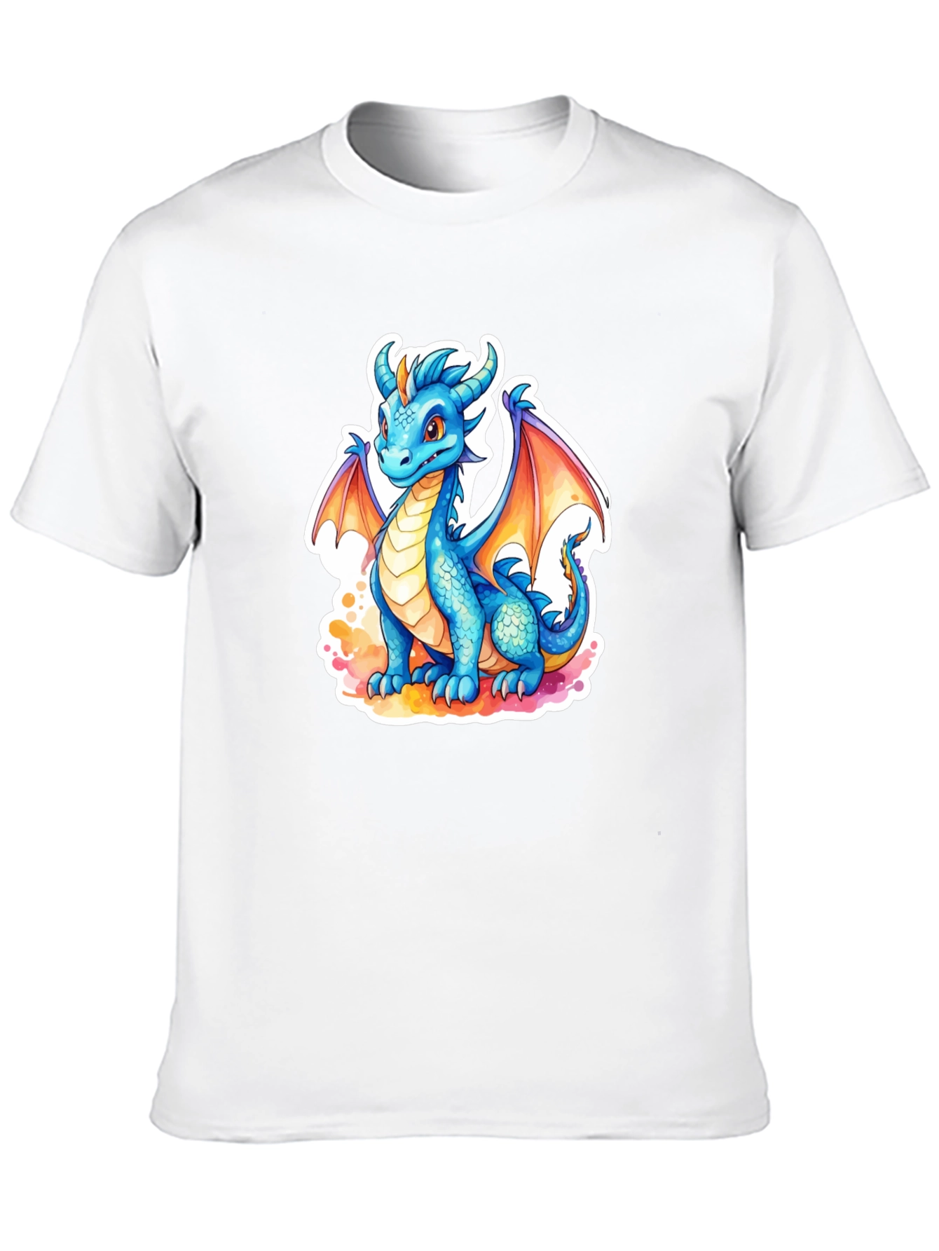 Cute Blue Dragon Graphic Tee - Fantasy T-Shirt