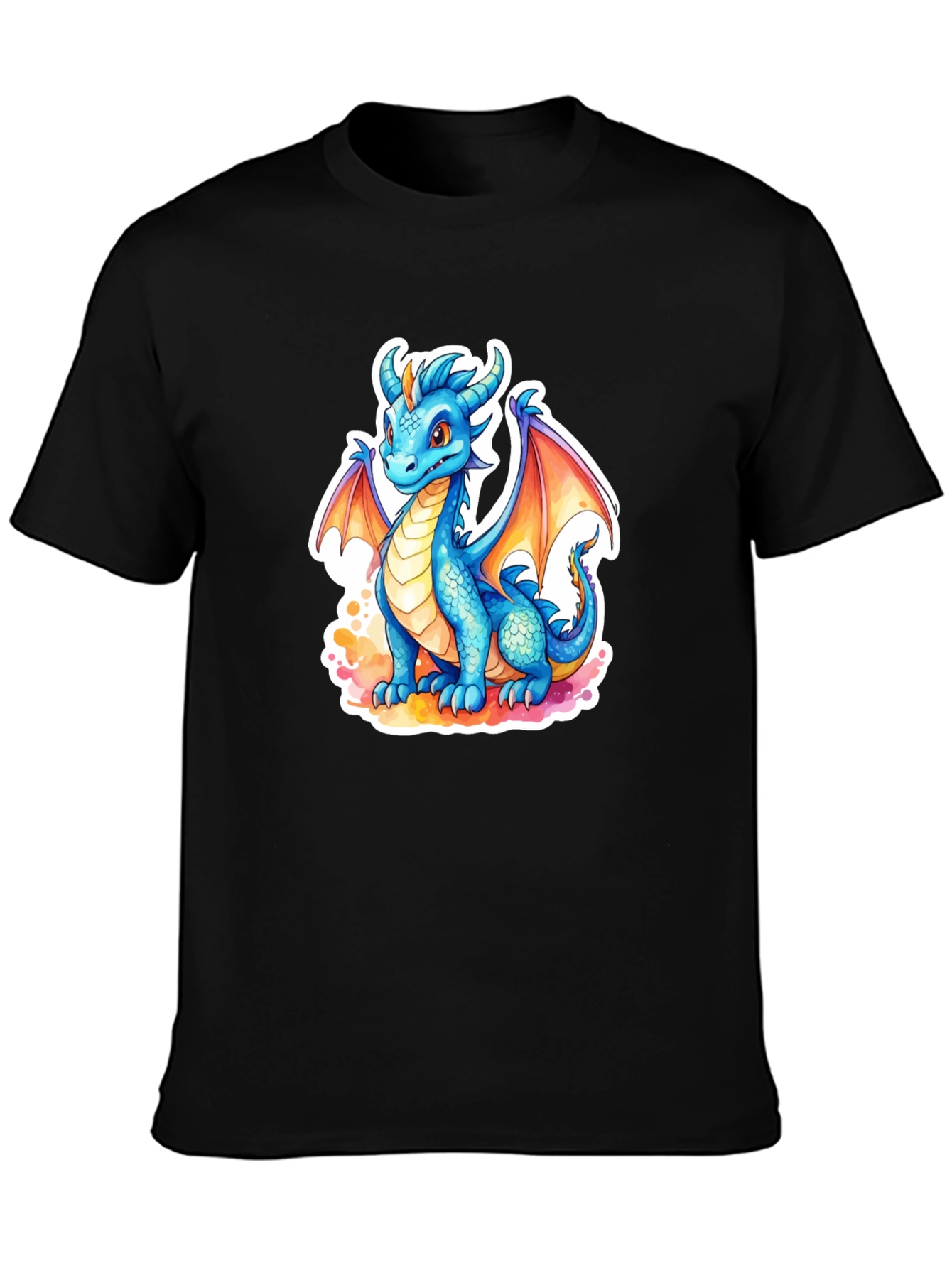 Cute Blue Dragon Graphic Tee - Fantasy T-Shirt