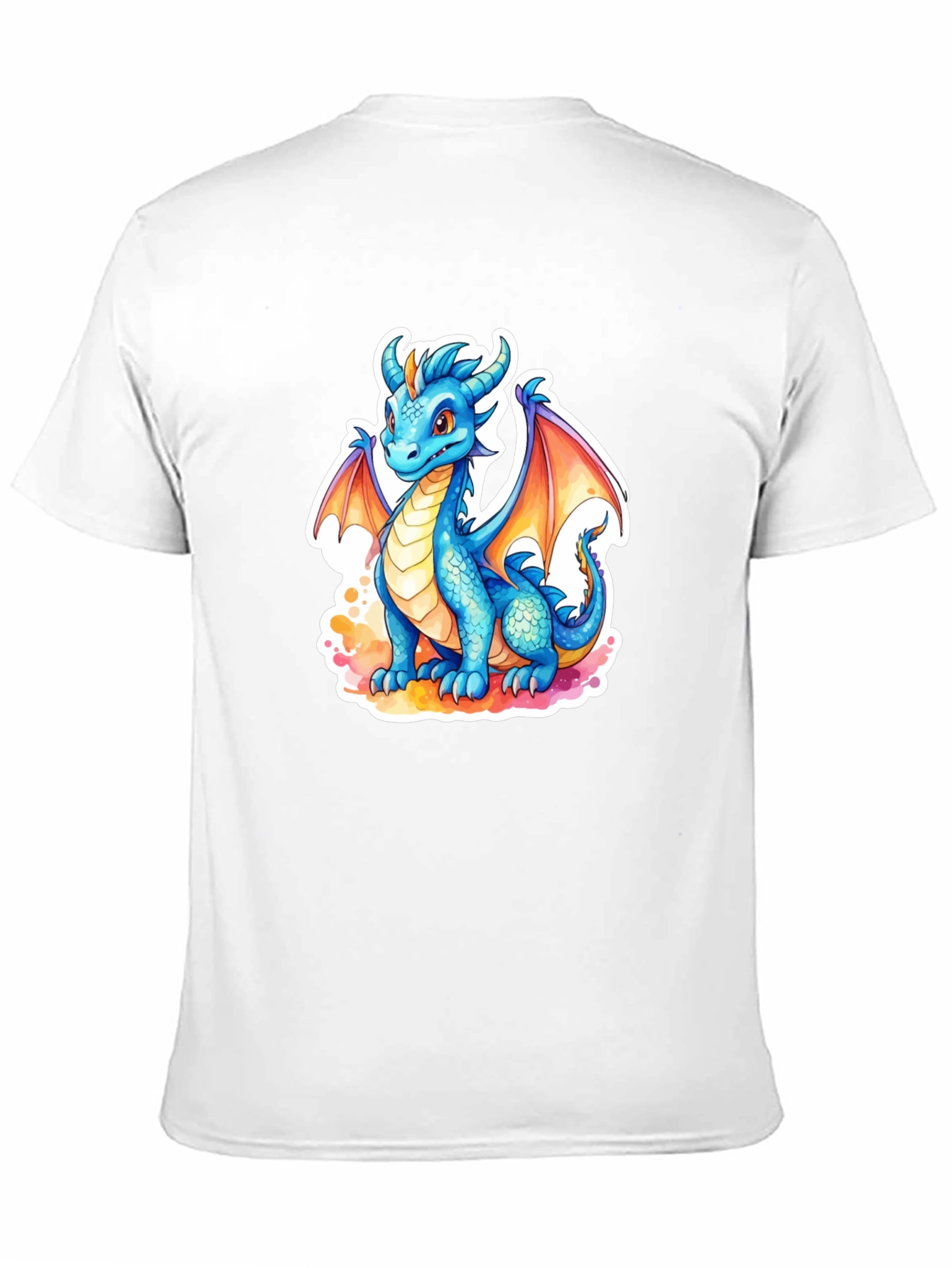 Cute Blue Dragon Graphic Tee - Fantasy T-Shirt