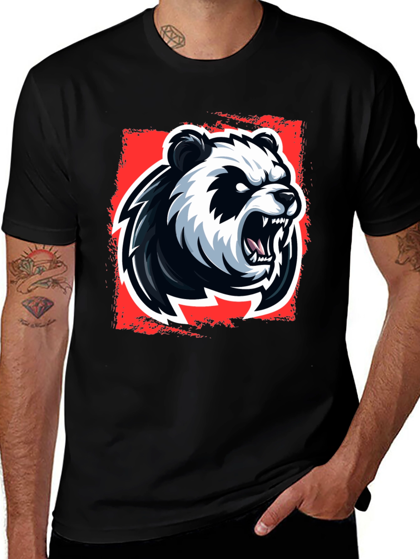 Angry Panda Graphic T-Shirt - Black Cotton Tee