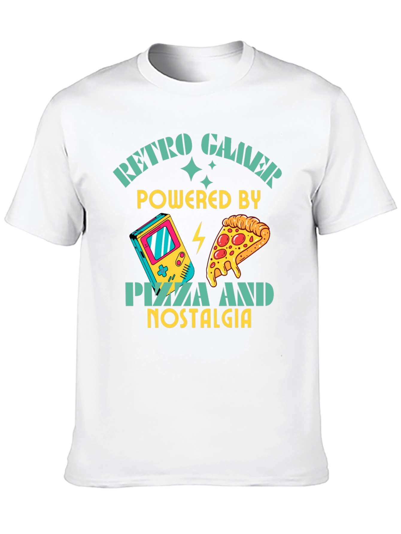 Retro Gamer Pizza Nostalgia Black T-Shirt