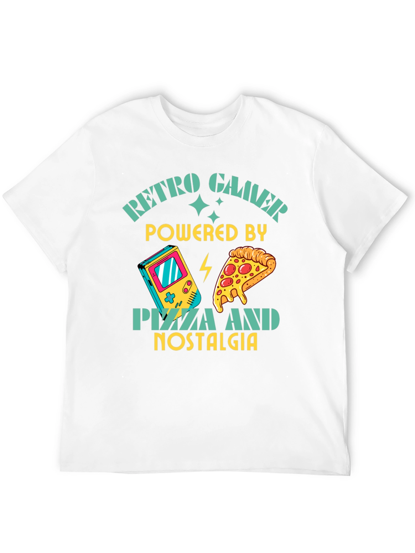 Retro Gamer Pizza Nostalgia Black T-Shirt