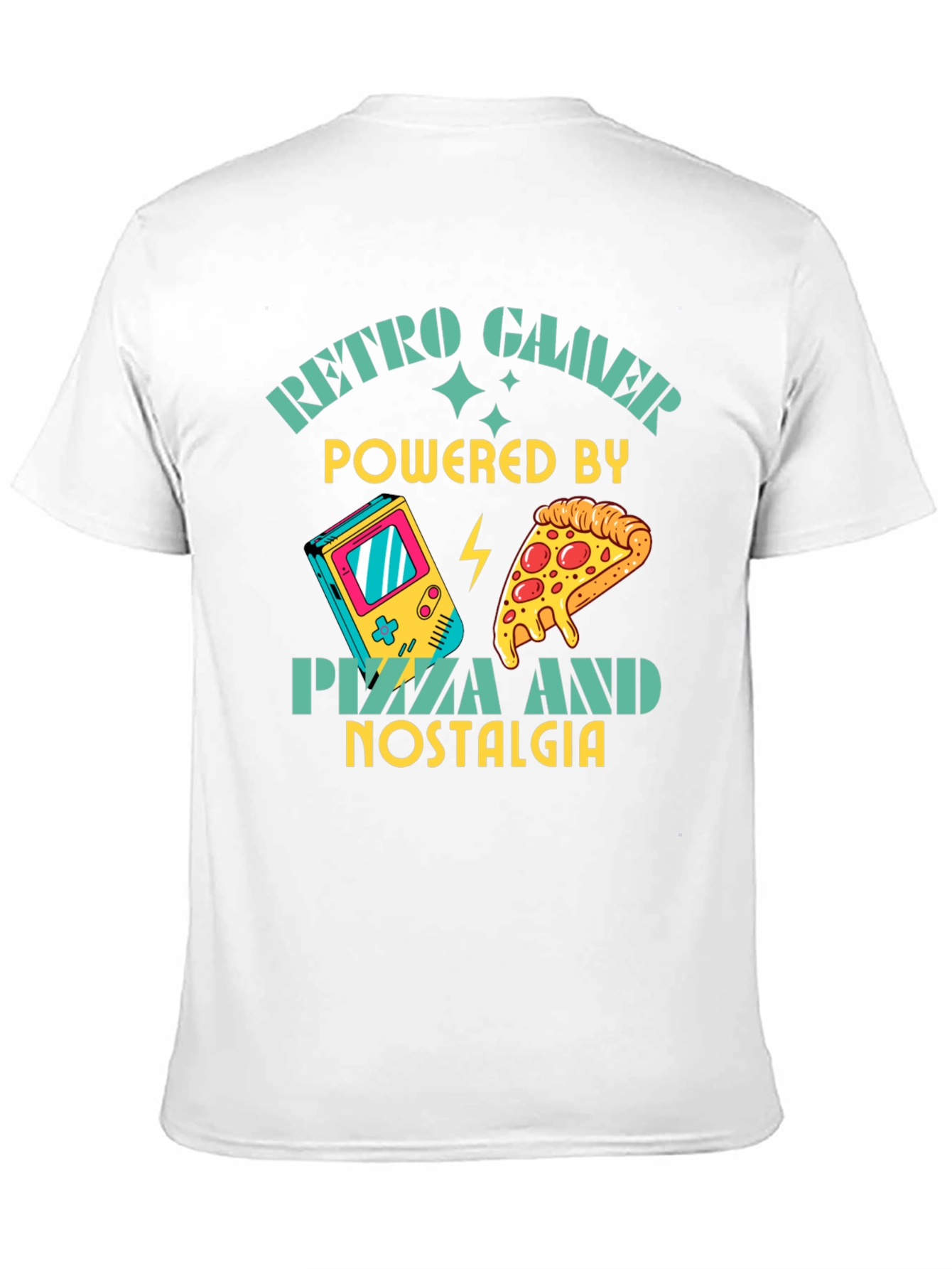 Retro Gamer Pizza Nostalgia Black T-Shirt
